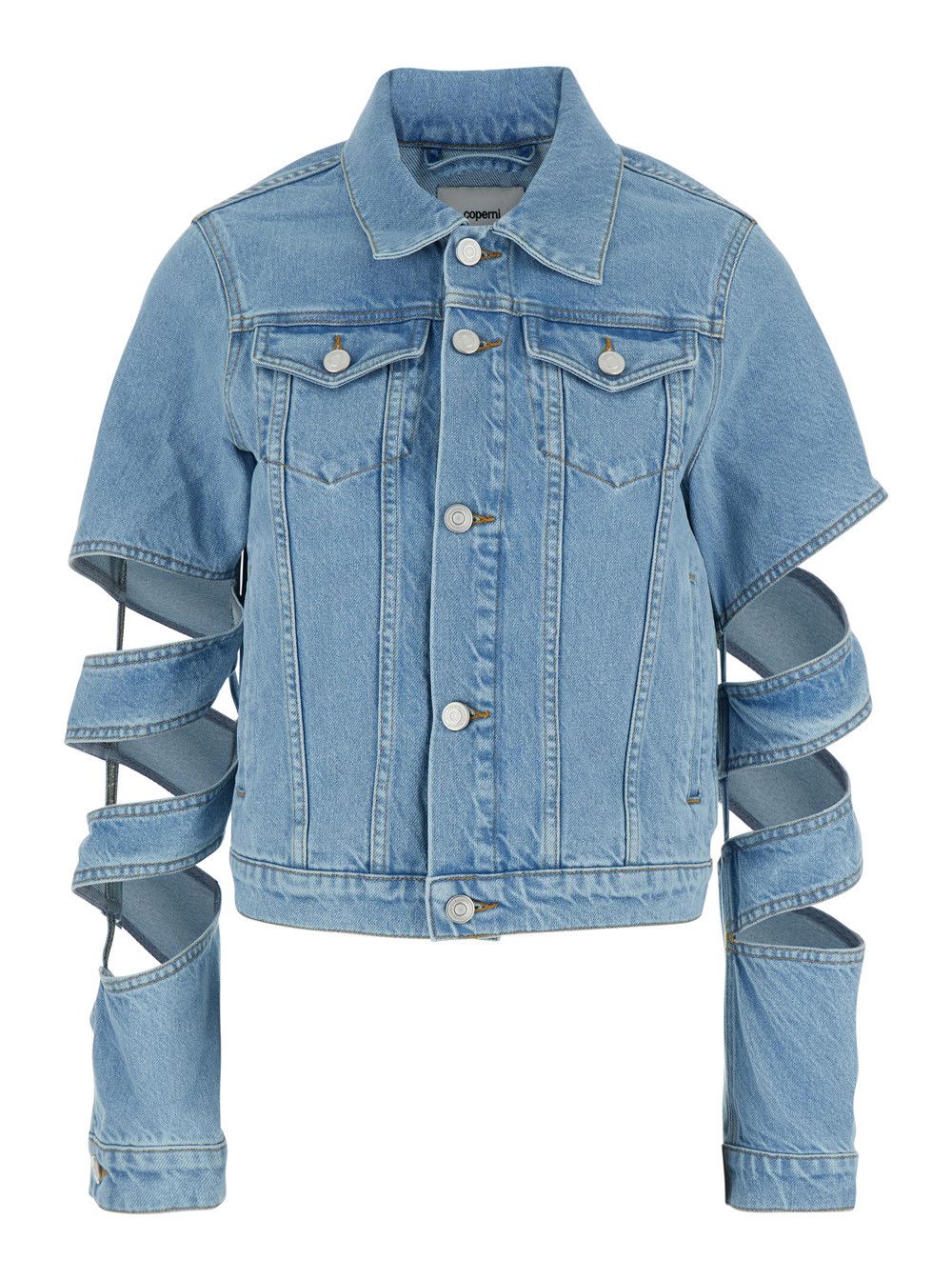 Coperni Light Blue Jacket with Classic Collar and Spiral Cut-Out Sleeves in Denim Woman Size S / US 4 / IT 40 - 1 Thumbnail