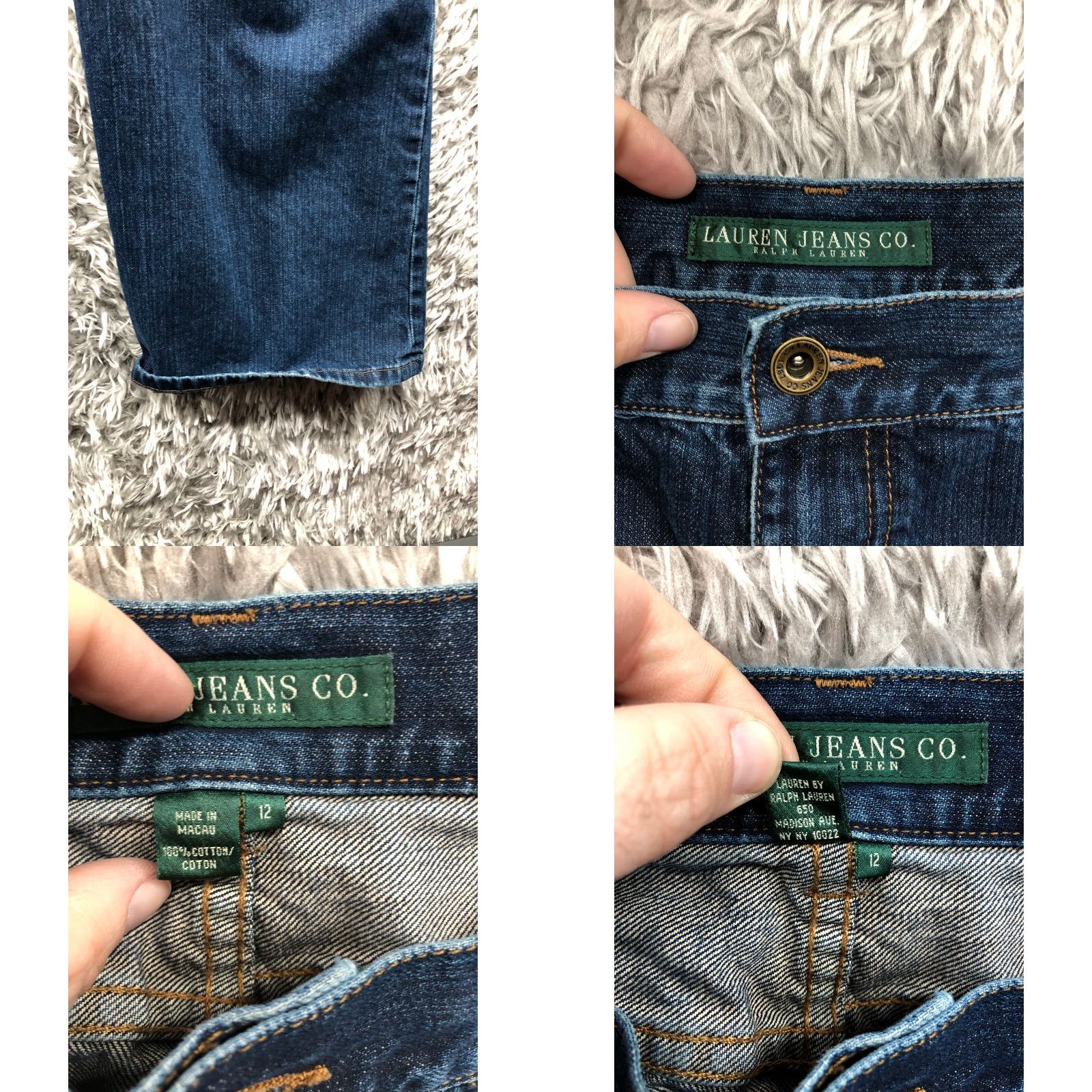Ralph Lauren VINTAGE LRL Jeans Size 12 Womens Mid Rise Dark Wash Blue Denim Straight Leg Size 34" / US 12 / IT 48 - 8 Thumbnail
