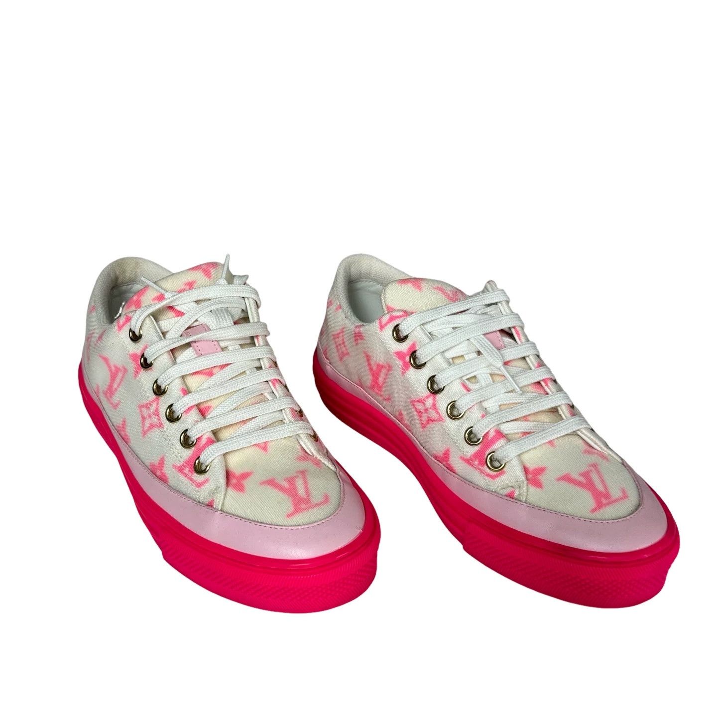 Louis Vuitton Louis Vuitton Pink Monogram Low-Top Sneakers Size 35.5 Size US 5.5 / IT 35.5 - 1 Thumbnail