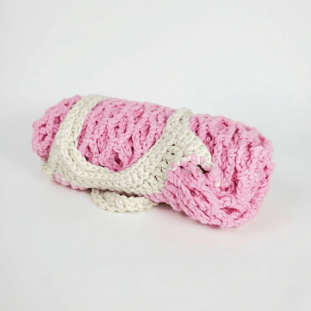 Handmade Market Bag Pink 100% Cotton Crochet French Farmers Net groc Size ONE SIZE - 10 Thumbnail