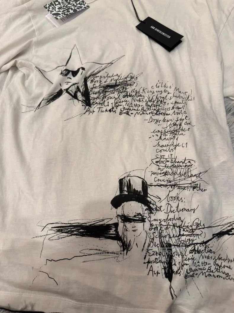 Ann Demeulemeester ANN DEMEULEMEESTER Sketch Print T-shirt. Size US XS / EU 42 / 0 - 2 Thumbnail