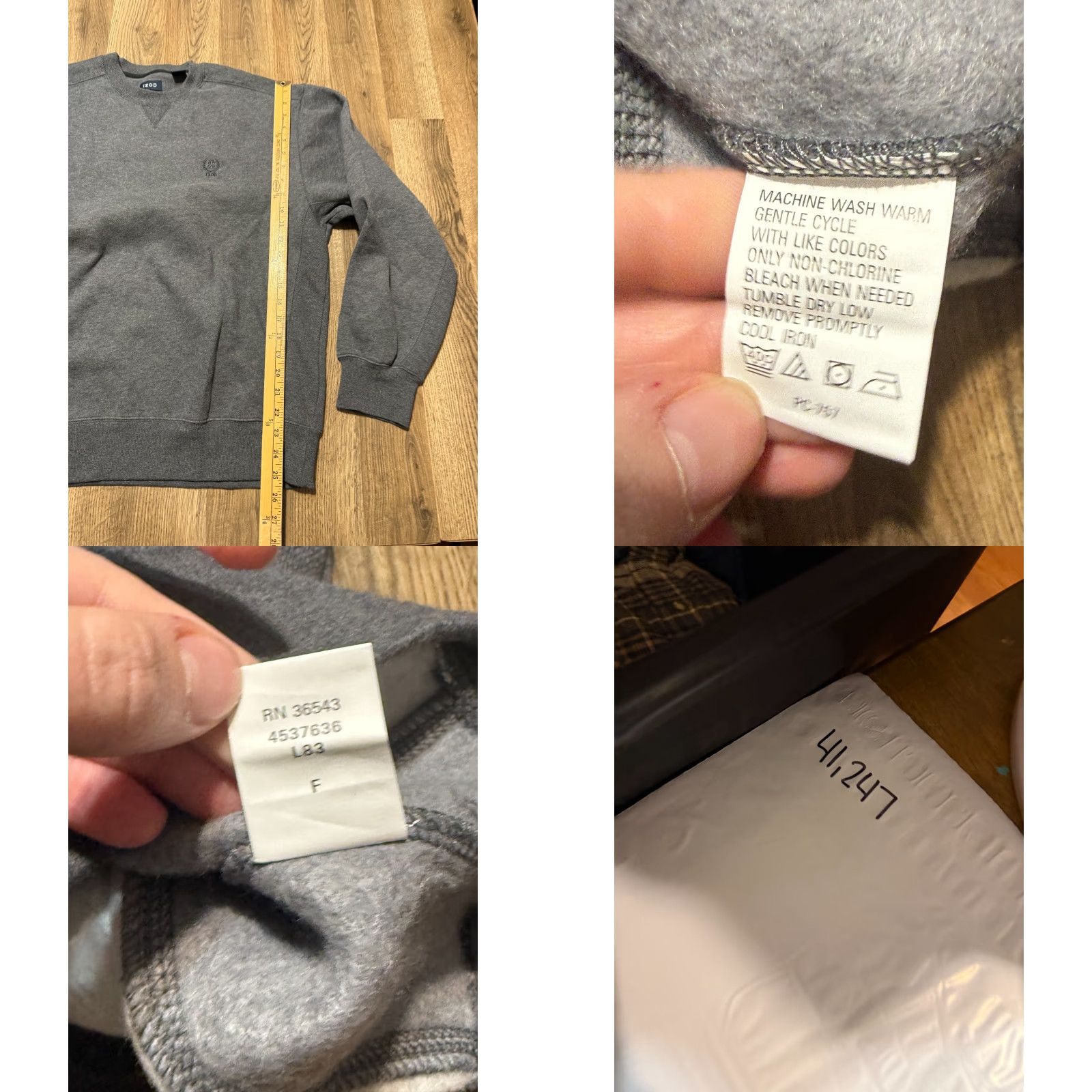Izod IZOD Sweater Mens Large Gray Pullover Crewneck Long Sleeve Cotton Knit Solid Logo Size US L / EU 52-54 / 3 - 8 Thumbnail