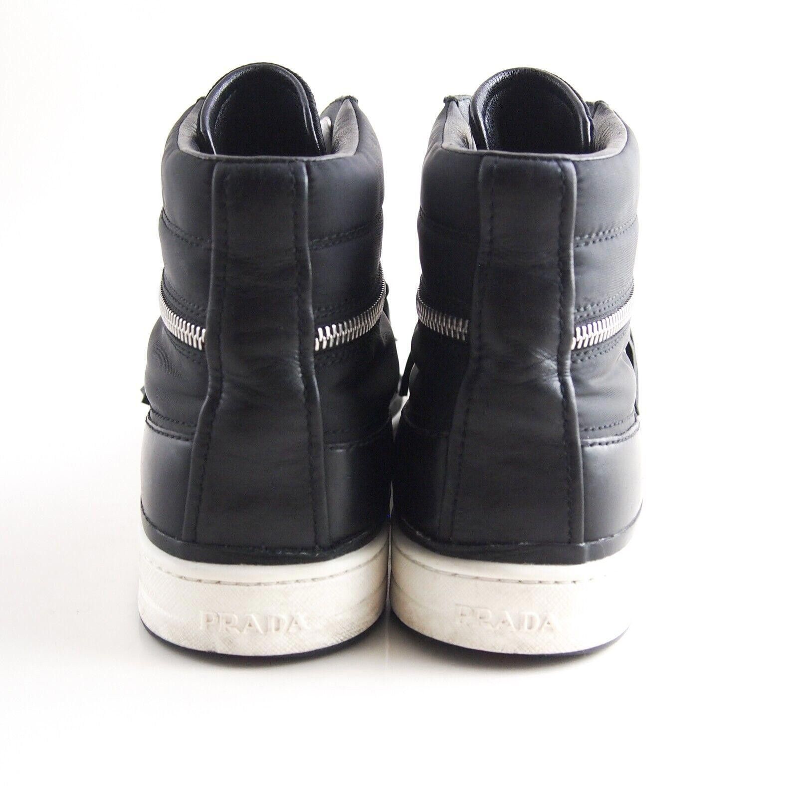 Prada Prada High Sneakers Black Leather Nylon Size US 10.5 EU 40.5 Size US 10.5 / IT 40.5 - 6 Thumbnail