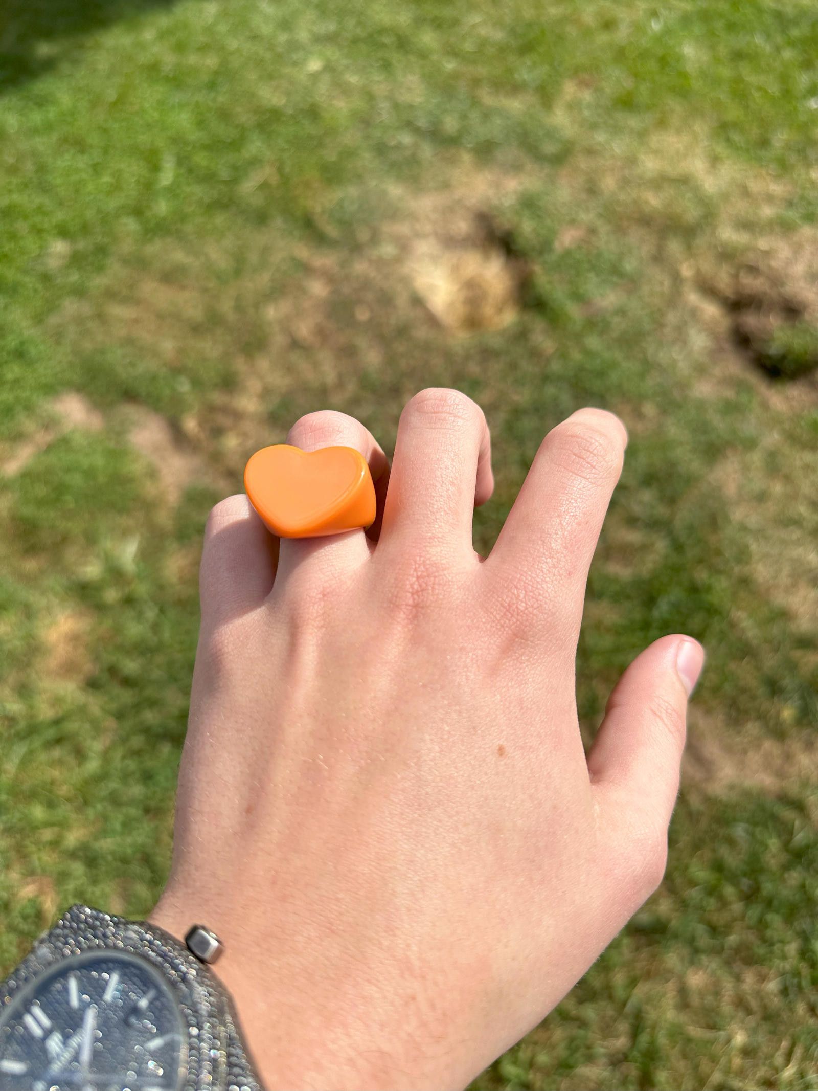 Jewelry Large Orange Heart Ring Size ONE SIZE - 3 Thumbnail