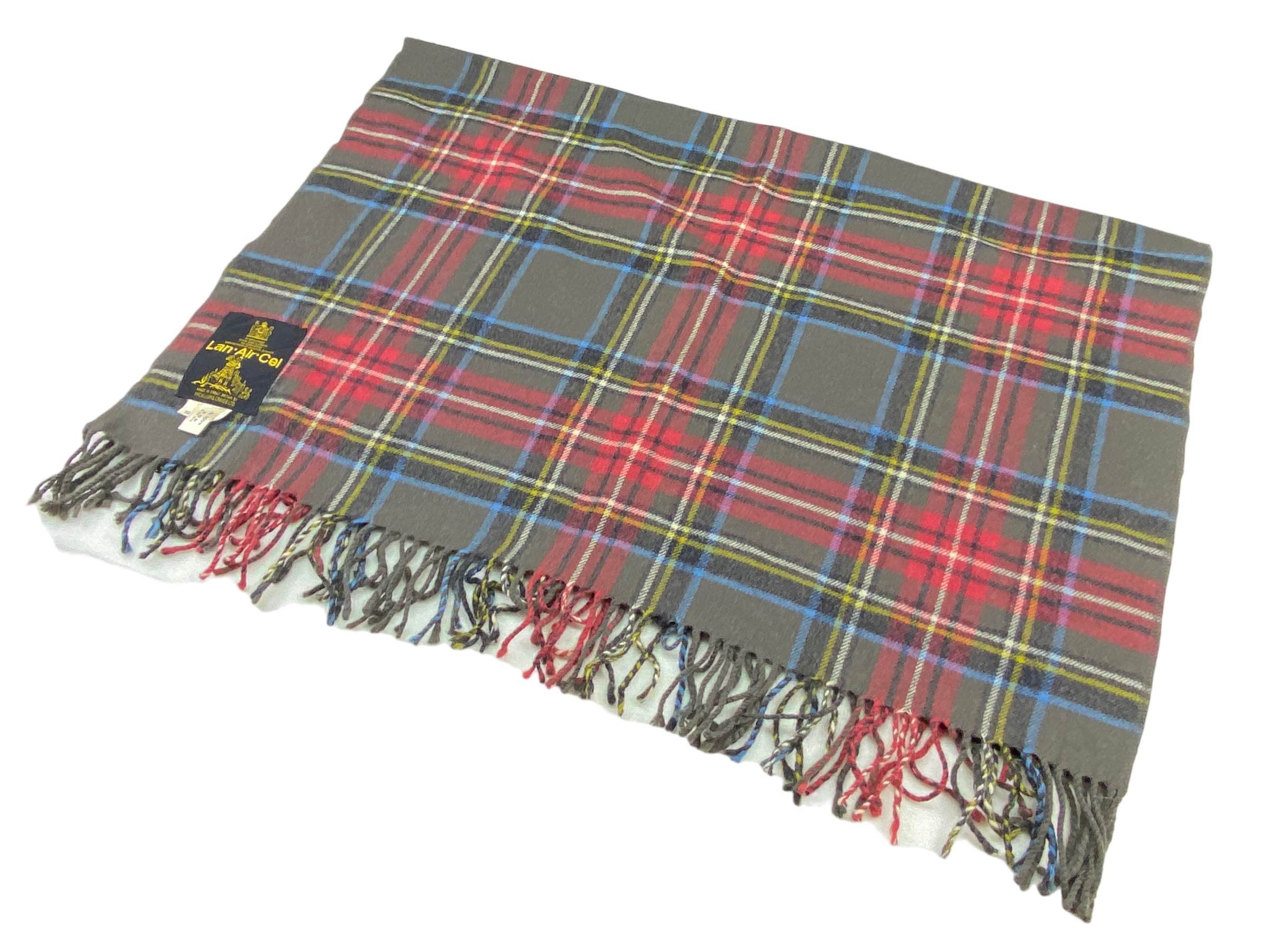 Vintage Vintage Lan Air Cel Wool Tartan Scarf Made in England Size ONE SIZE - 5 Thumbnail