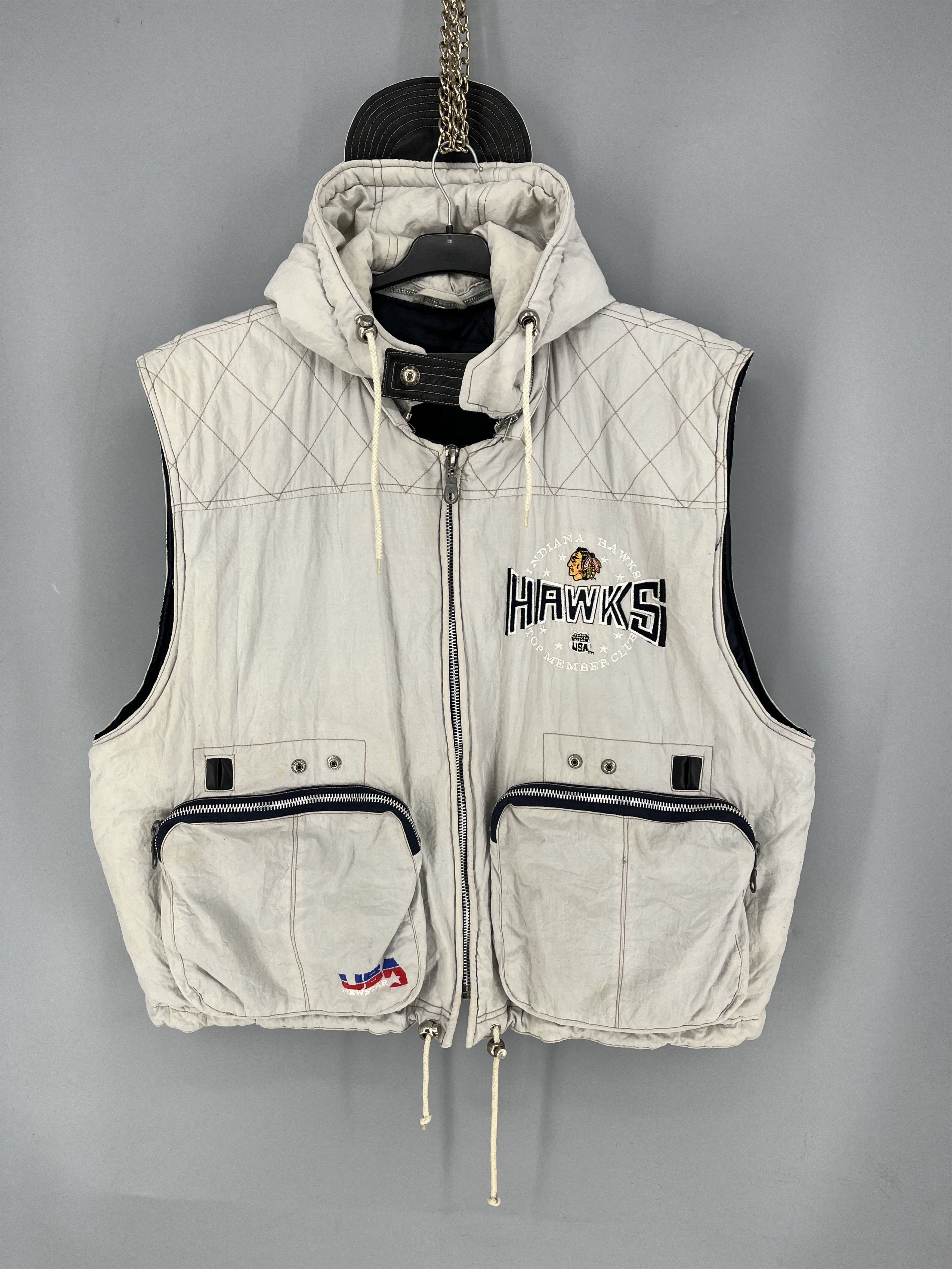 Indian Hawks graphic embroidere multipocket hooded jacket