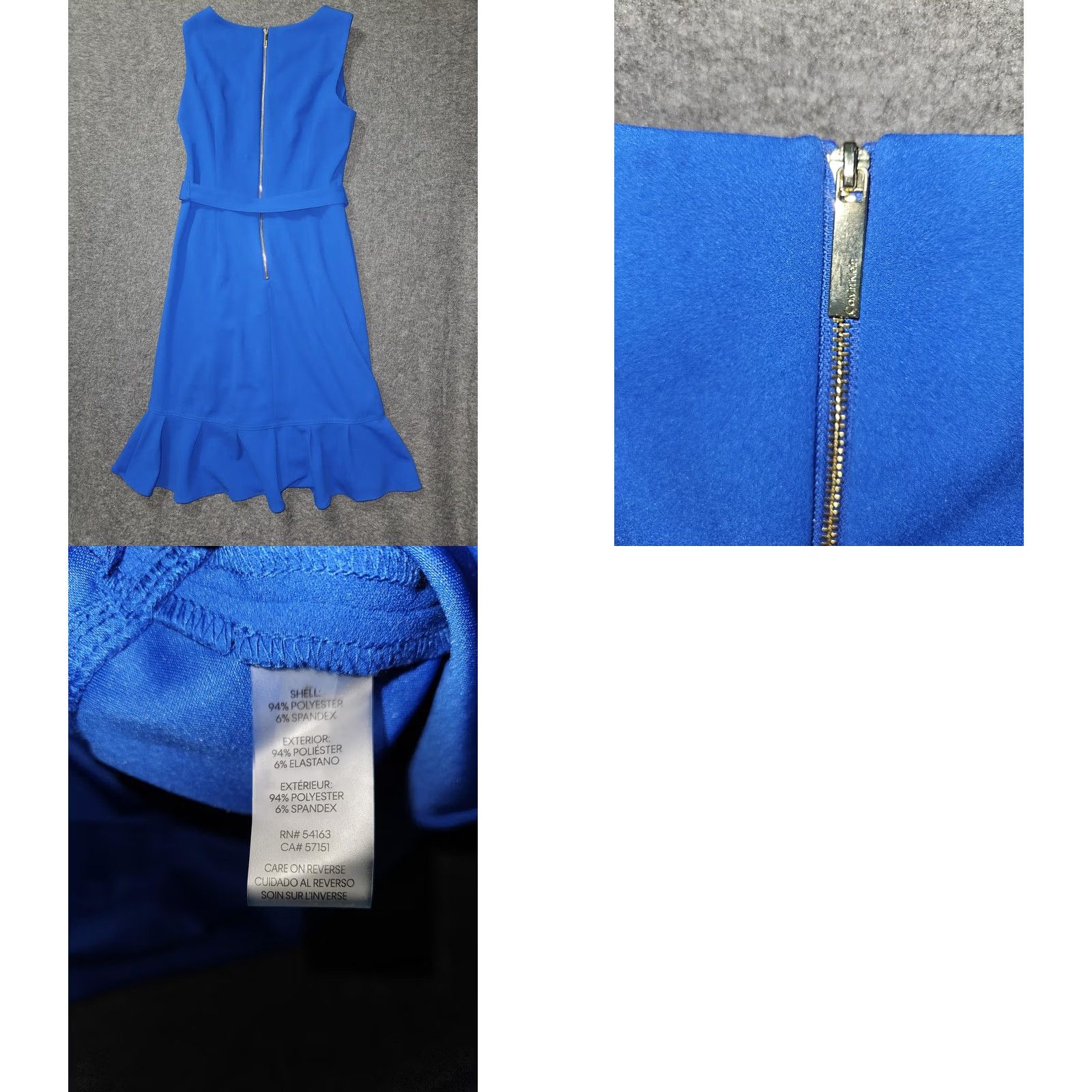 Calvin Klein Calvin Klein Dress Womens 8 Blue Sleeveless Ruffle Hem Belted Sheath Midi Elegant Size M / US 6-8 / IT 42-44 - 8 Thumbnail