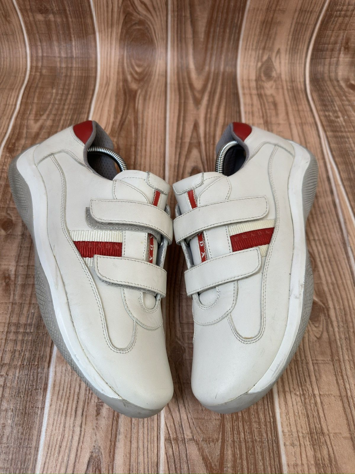 Prada Prada Americas Cup Velcro Straps Red Tab Leather Sneaks Size US 8.5 / EU 41-42 - 4 Thumbnail