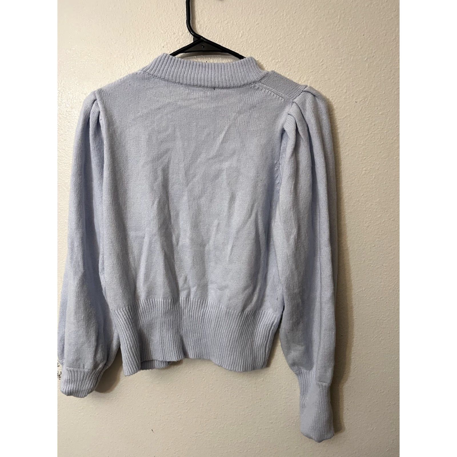 French Connection French Connection Sweater - Women - XS - Blue - Puff Sleeve - Crew Neck - Cropped - Solid Knit Pullover Size XS / US 0-2 / IT 36-38 - 3 Thumbnail
