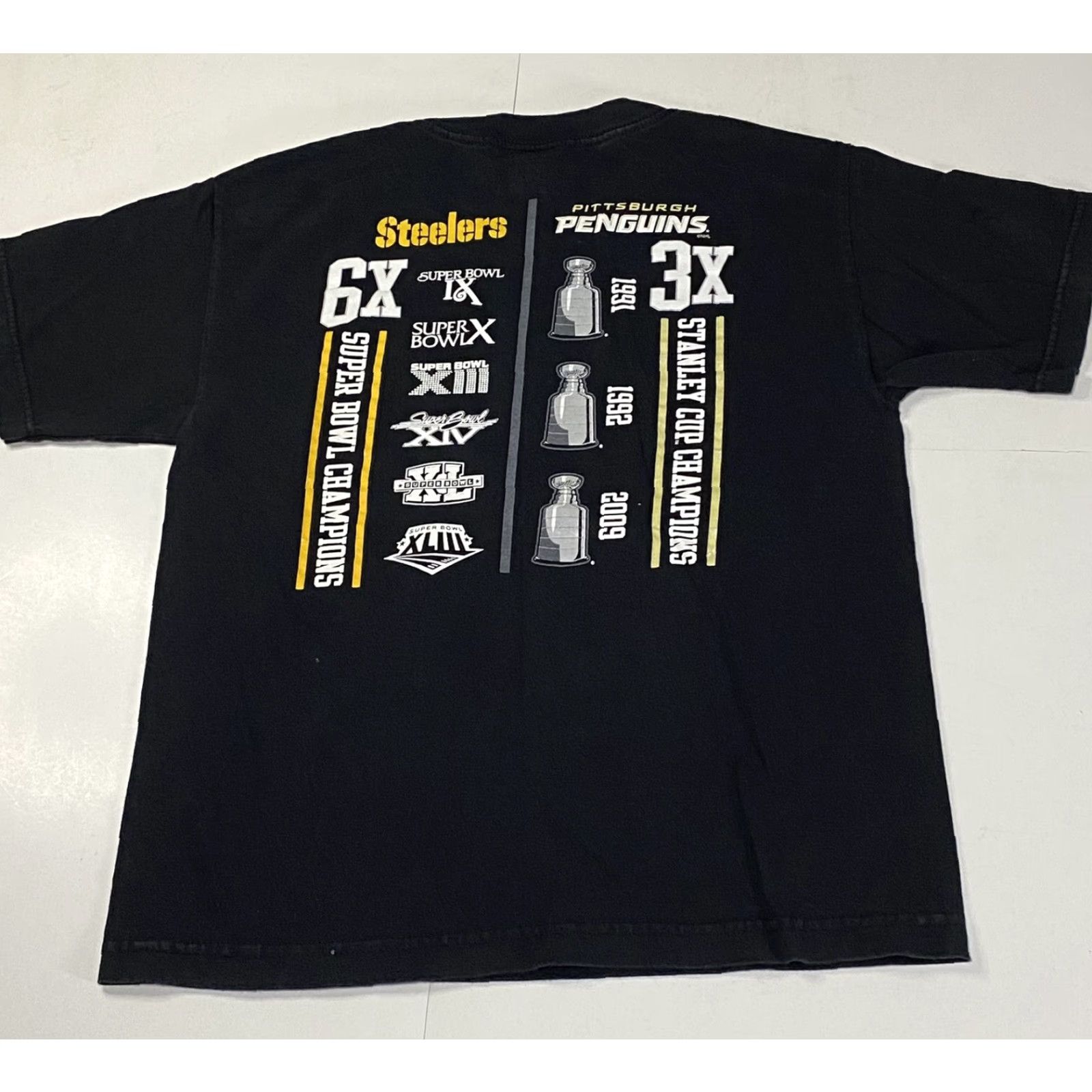 Reebok VINTAGE Reebok Pittsburgh Steelers T Shirt L Black Short Sleeve Crew Neck Double Sided Sports Penguins Mens/Womens Size US L / EU 52-54 / 3 - 2 Thumbnail