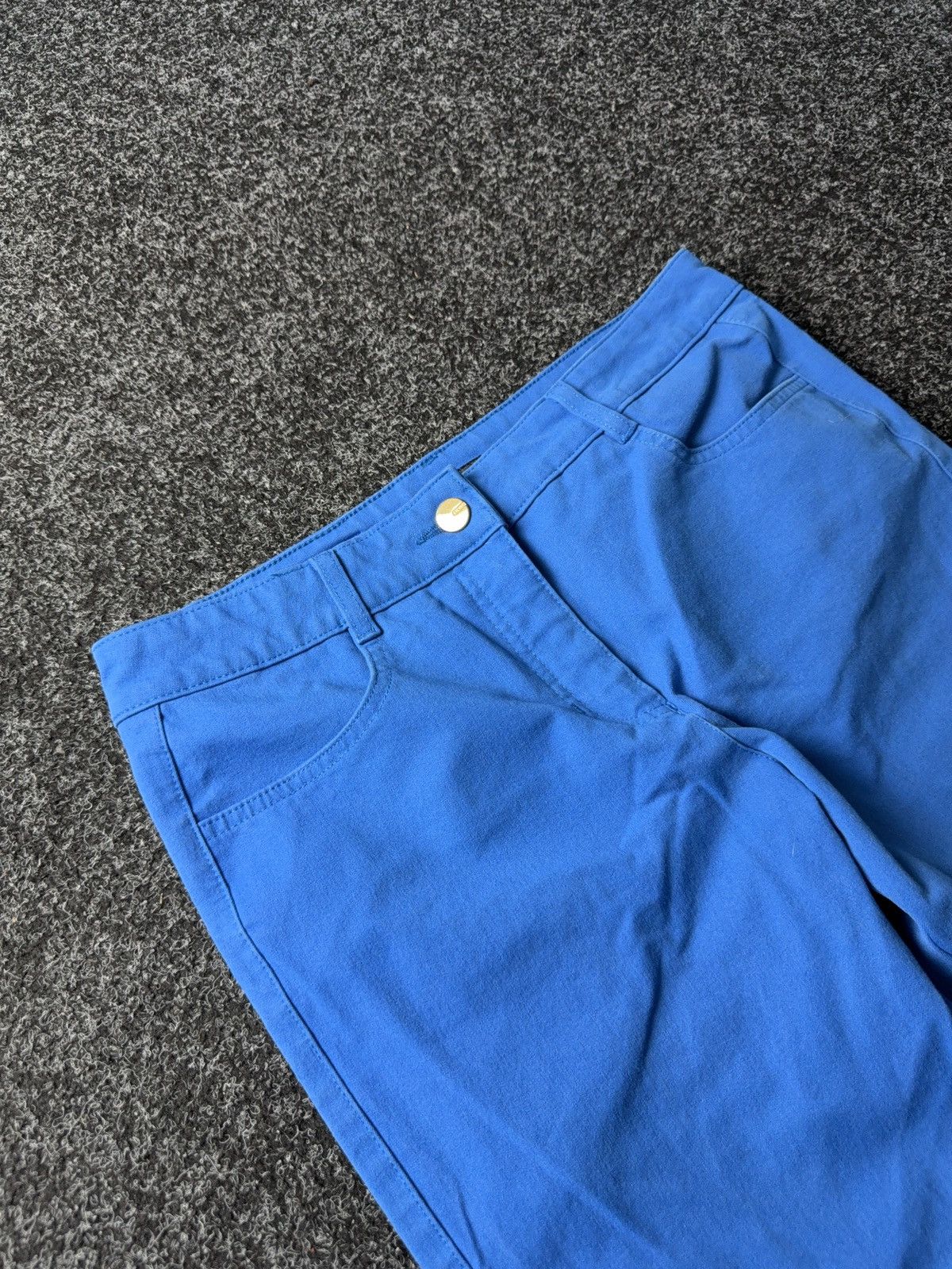 Escada Avant Garde Luxury Designer Escada gold logo Blue pants Size 31" - 6 Thumbnail