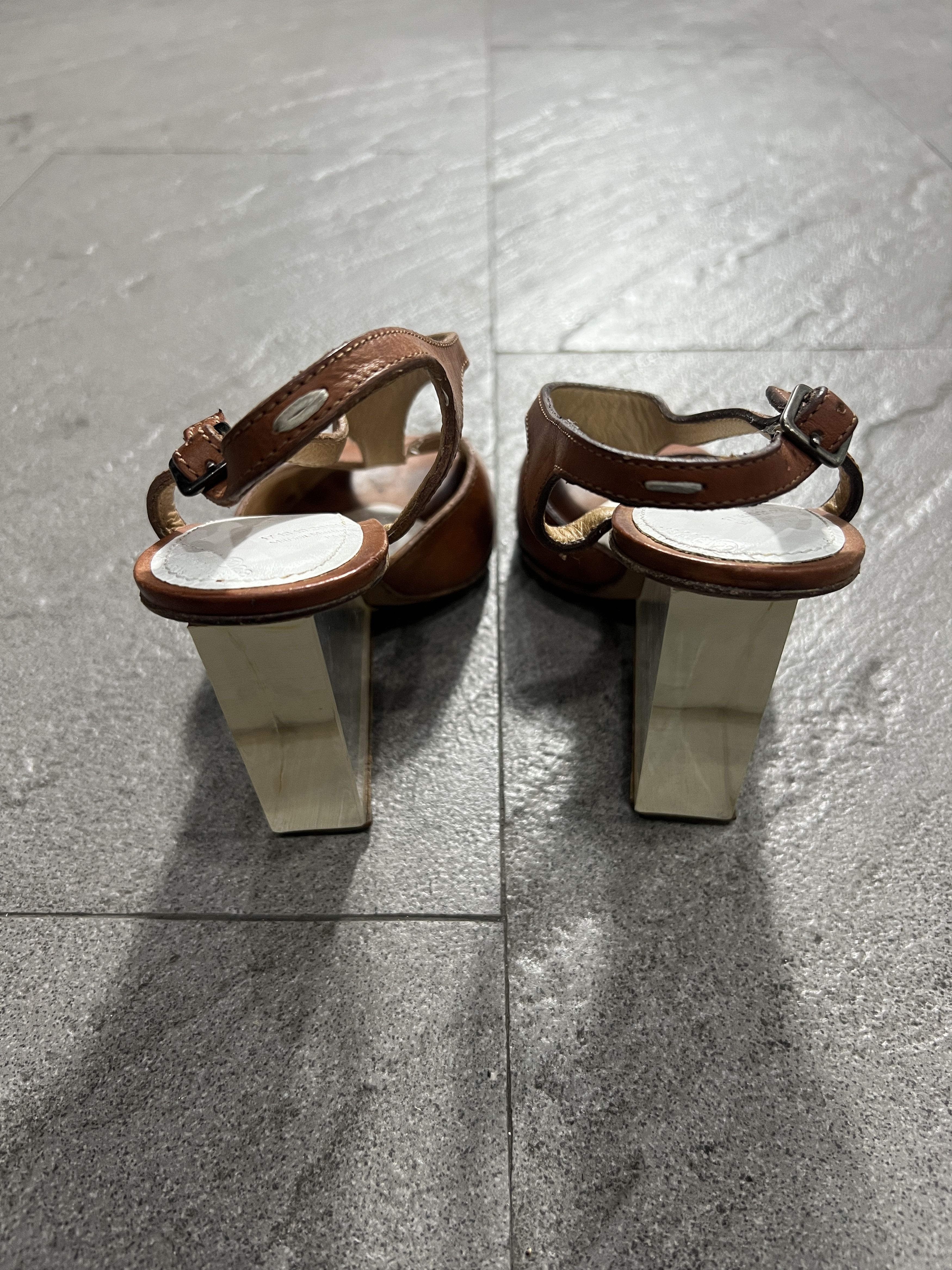 Maison Margiela Maison Margiela 22 Lucite Wedge Heel Sandals Brown Leather Size US 6 / IT 36 - 5 Thumbnail