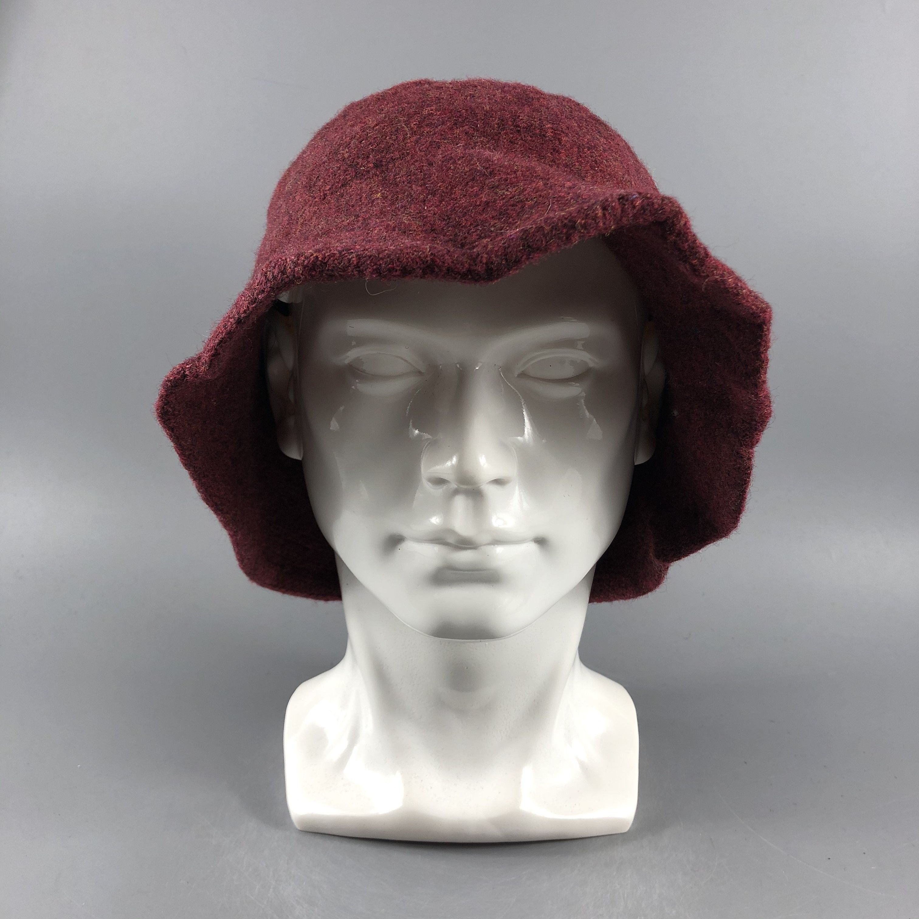 Other × Vintage Unknown Maroon Bucket Hats Beanie -D673 Size ONE SIZE - 7 Thumbnail