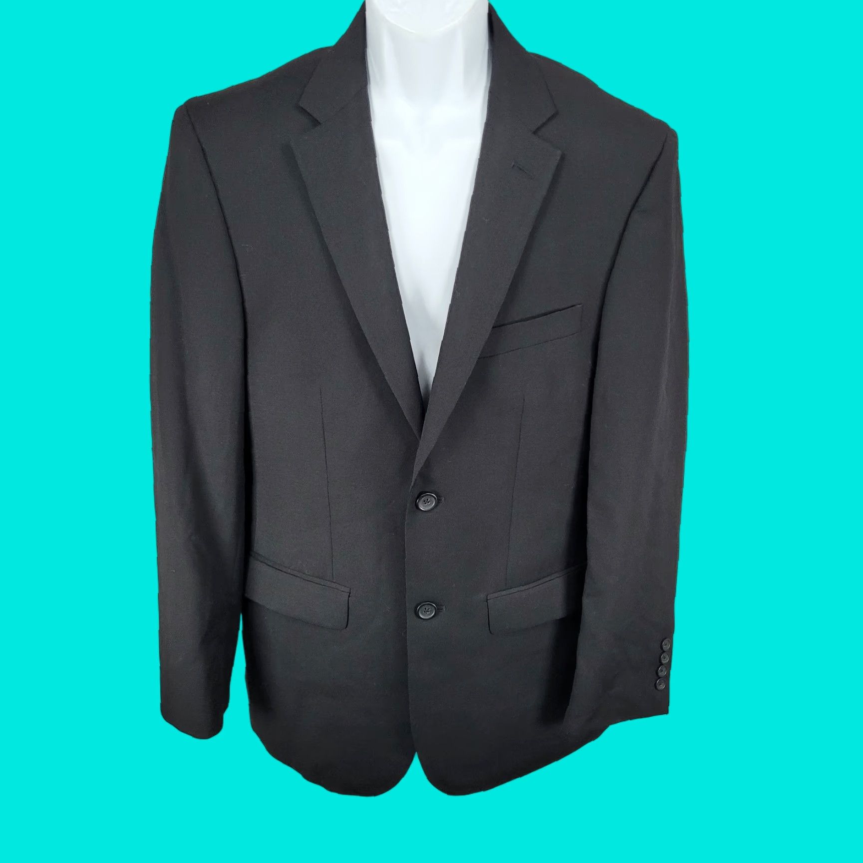 Pronto Uomo Pronto Uomo Platinum Black 100% Wool 2 Button Notch Vented Blazer Size 38R Size 38R - 1 Thumbnail