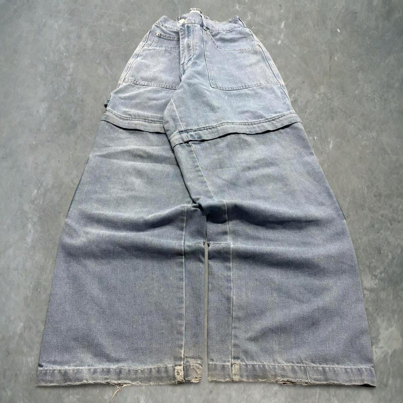 Vintage Crazy Vintage Y2K/2000s Super Baggy Wideleg Skater Style Medium Wash Denim Jeans that unzip into Shorts! Size US 30 / EU 46 - 1 Thumbnail
