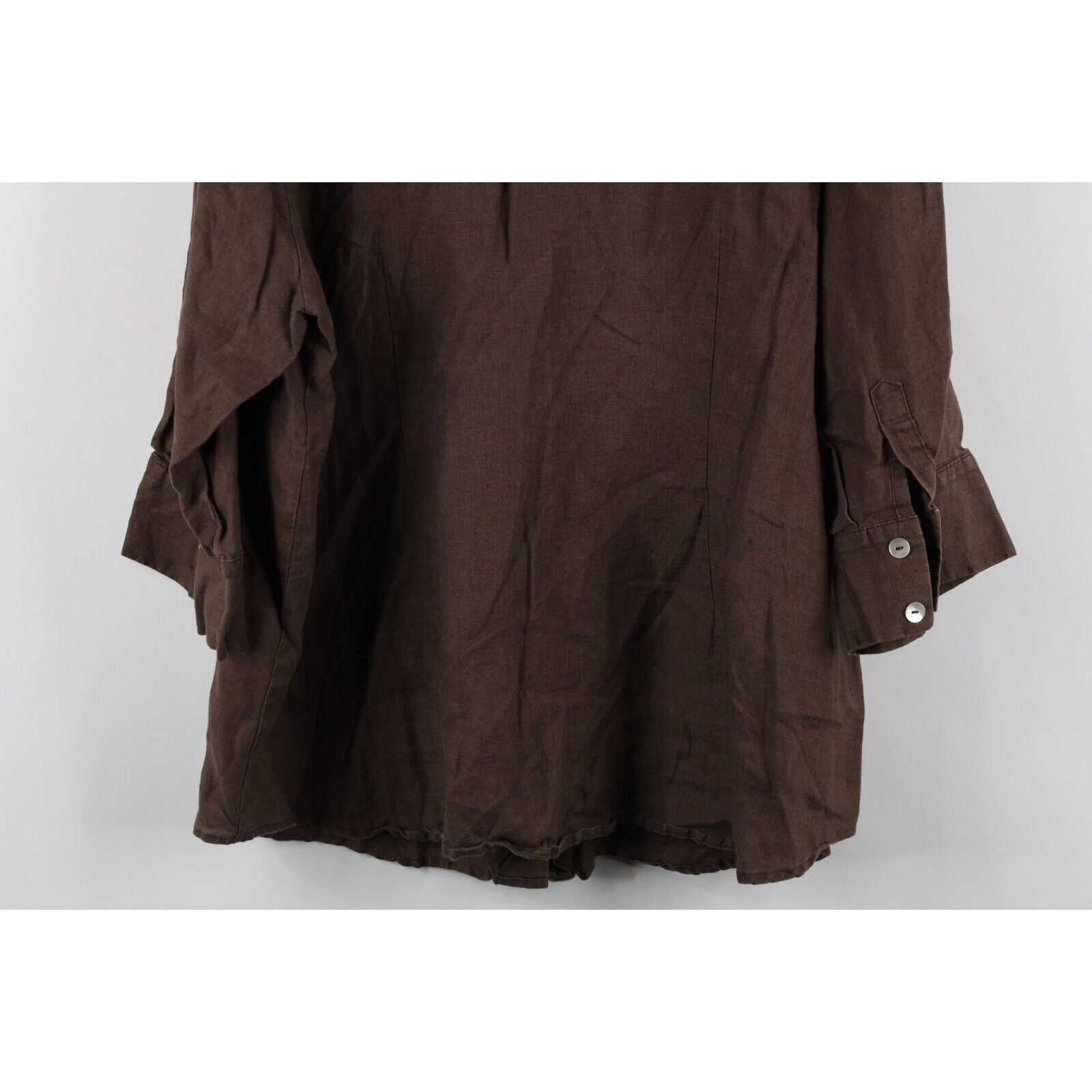 Vintage Vintage 90s Lagenlook Linen Oversized Collared Button Shirt Size XXL / US 16-18 / IT 52-54 - 9 Thumbnail