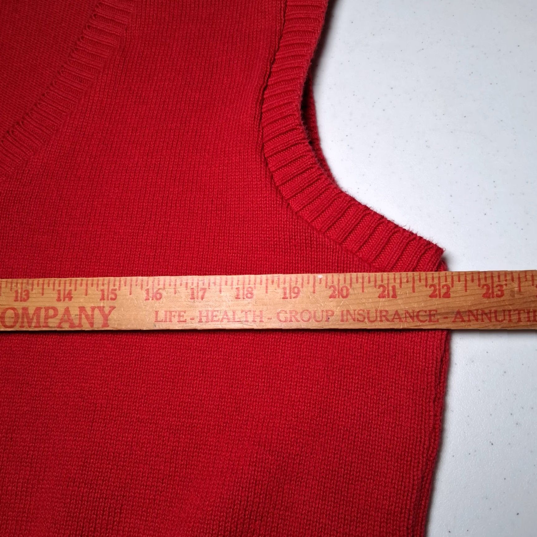Lands' End VINTAGE Lands' End Sweater Vest Men's L Red 1990s V-Neck Knit Cotton Casual Casual/Office Wear 90s USA Size US L / EU 52-54 / 3 - 5 Thumbnail