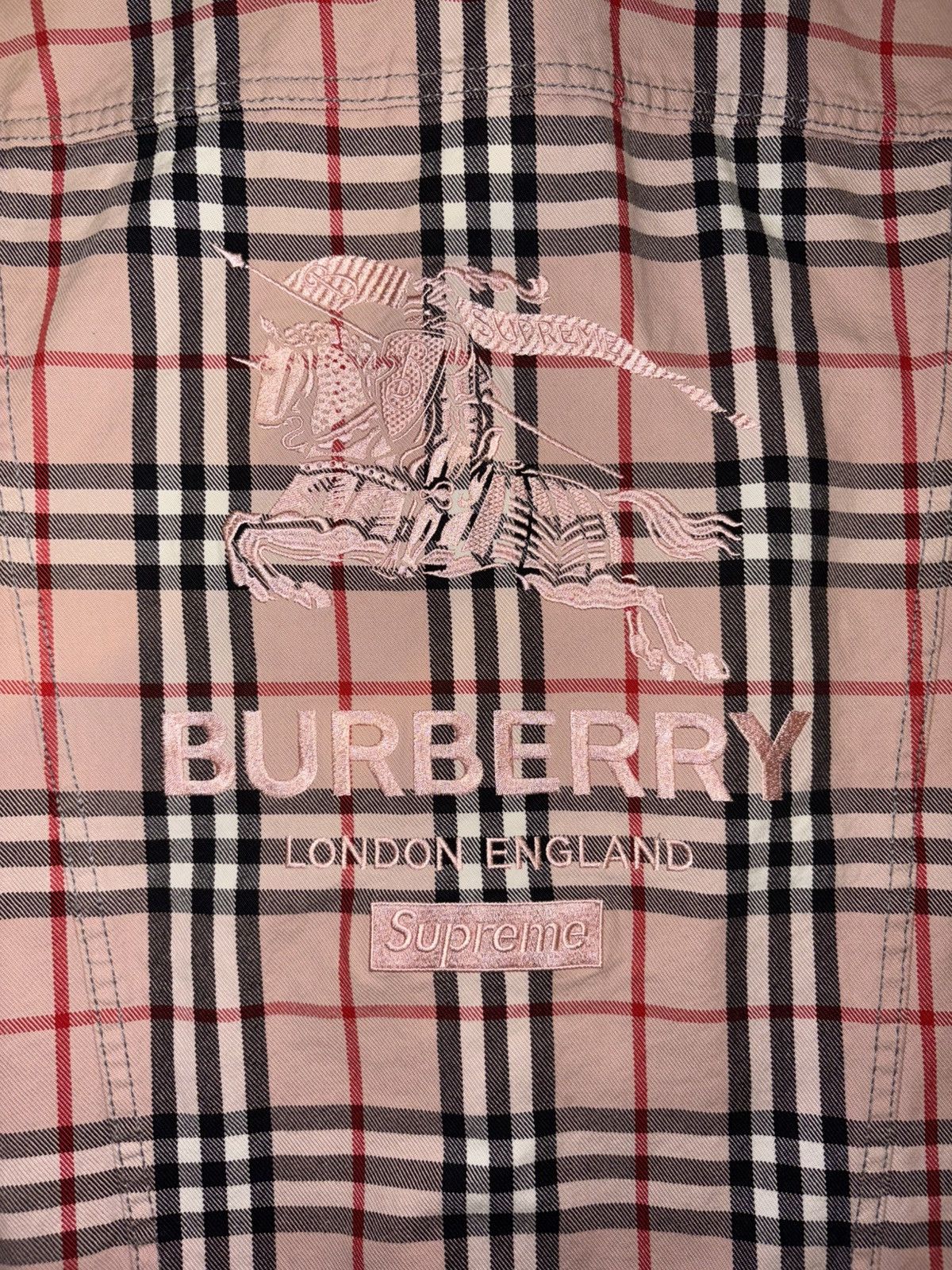 Burberry × Supreme Supreme Burberry Pink Nova Check Denim Jacket Size US L / EU 52-54 / 3 - 4 Thumbnail