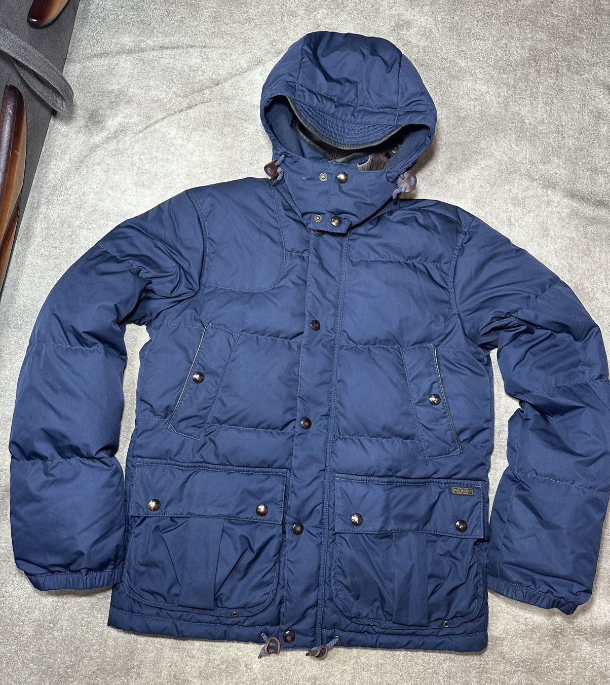 Polo Ralph Lauren × Ralph Lauren × Vintage Polo Ralph Lauren Navy Down Hooded Puffer Jacket Vintage Size US S / EU 44-46 / 1 - 1 Thumbnail