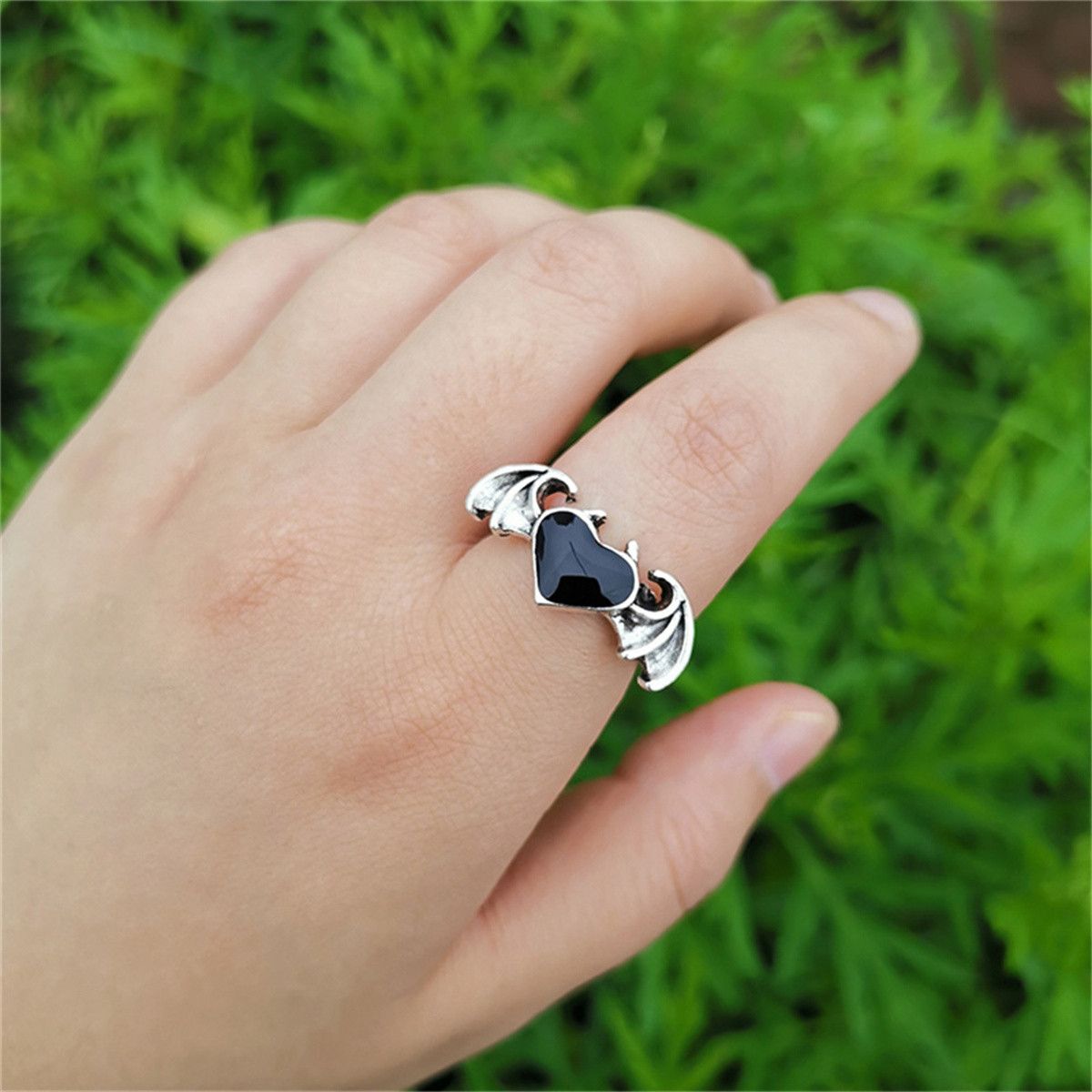 Japanese Brand Angel Wings Black Ring Size ONE SIZE - 3 Thumbnail