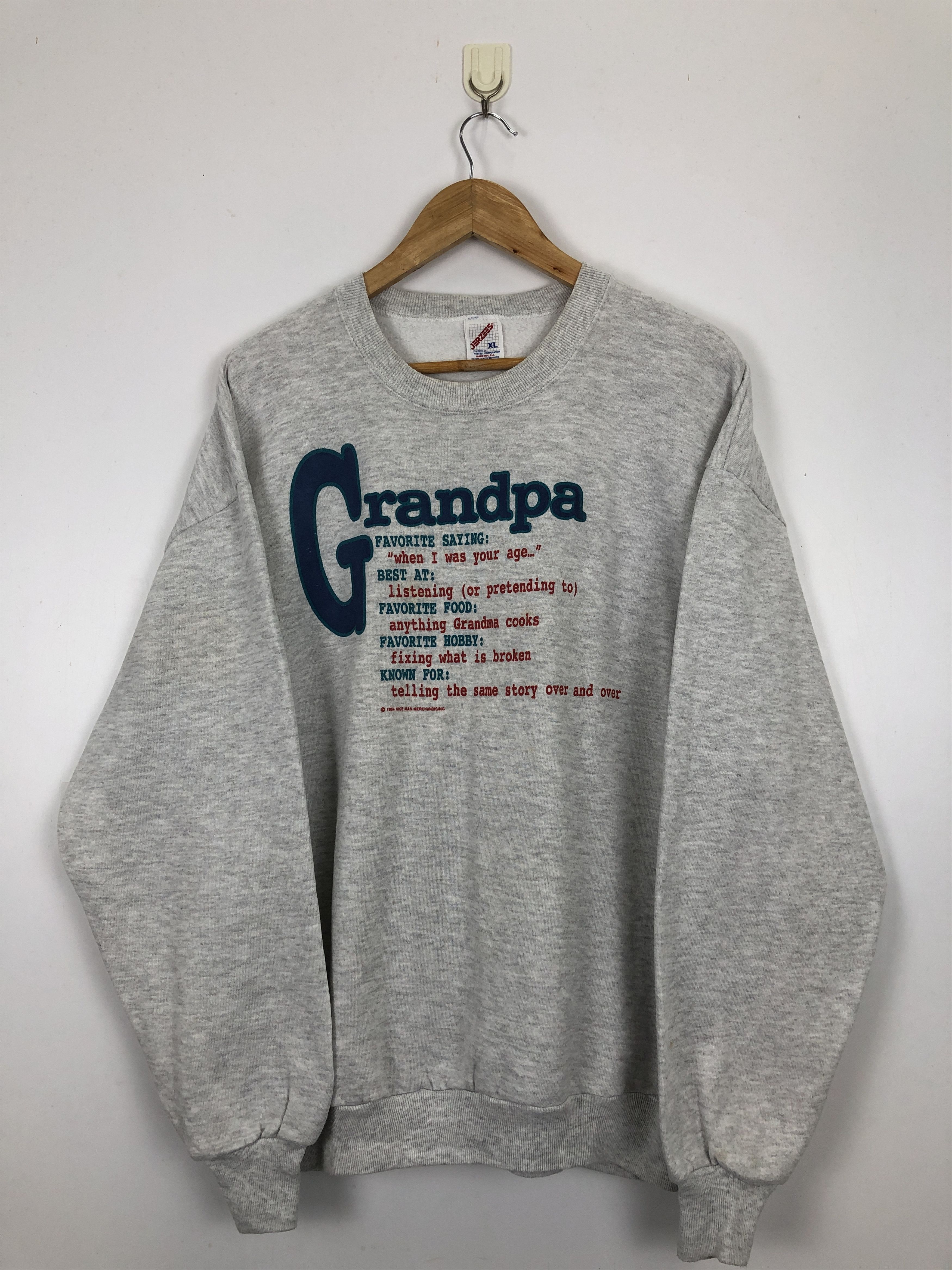 Jerzees × Vintage Vintage 90s Grandpa Pullover Crewneck Sweatshirt Size US XL / EU 56 / 4 - 1 Thumbnail