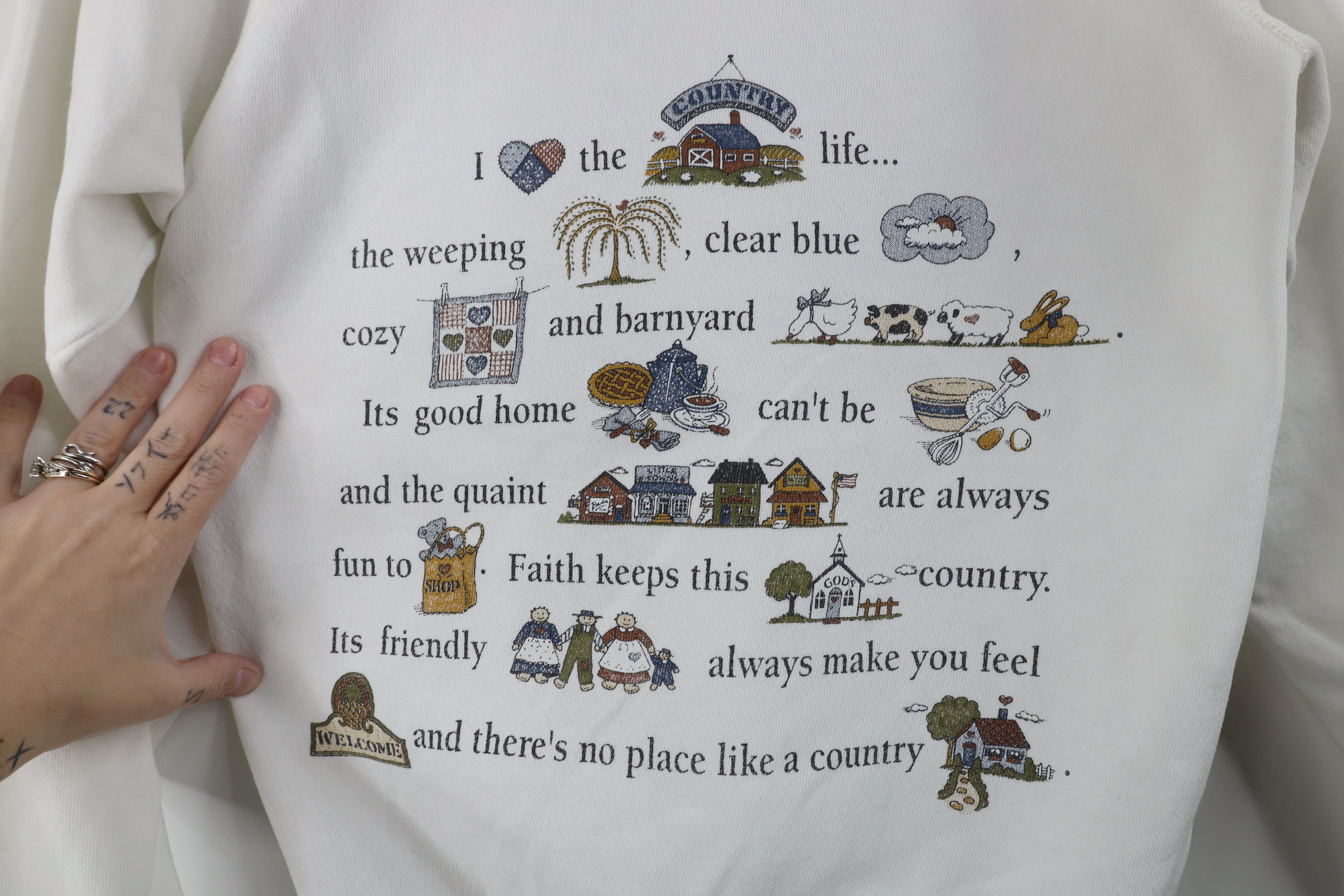 Vintage Vintage 90s Country Primitive Faith Family Sweatshirt USA Size M / US 6-8 / IT 42-44 - 4 Thumbnail