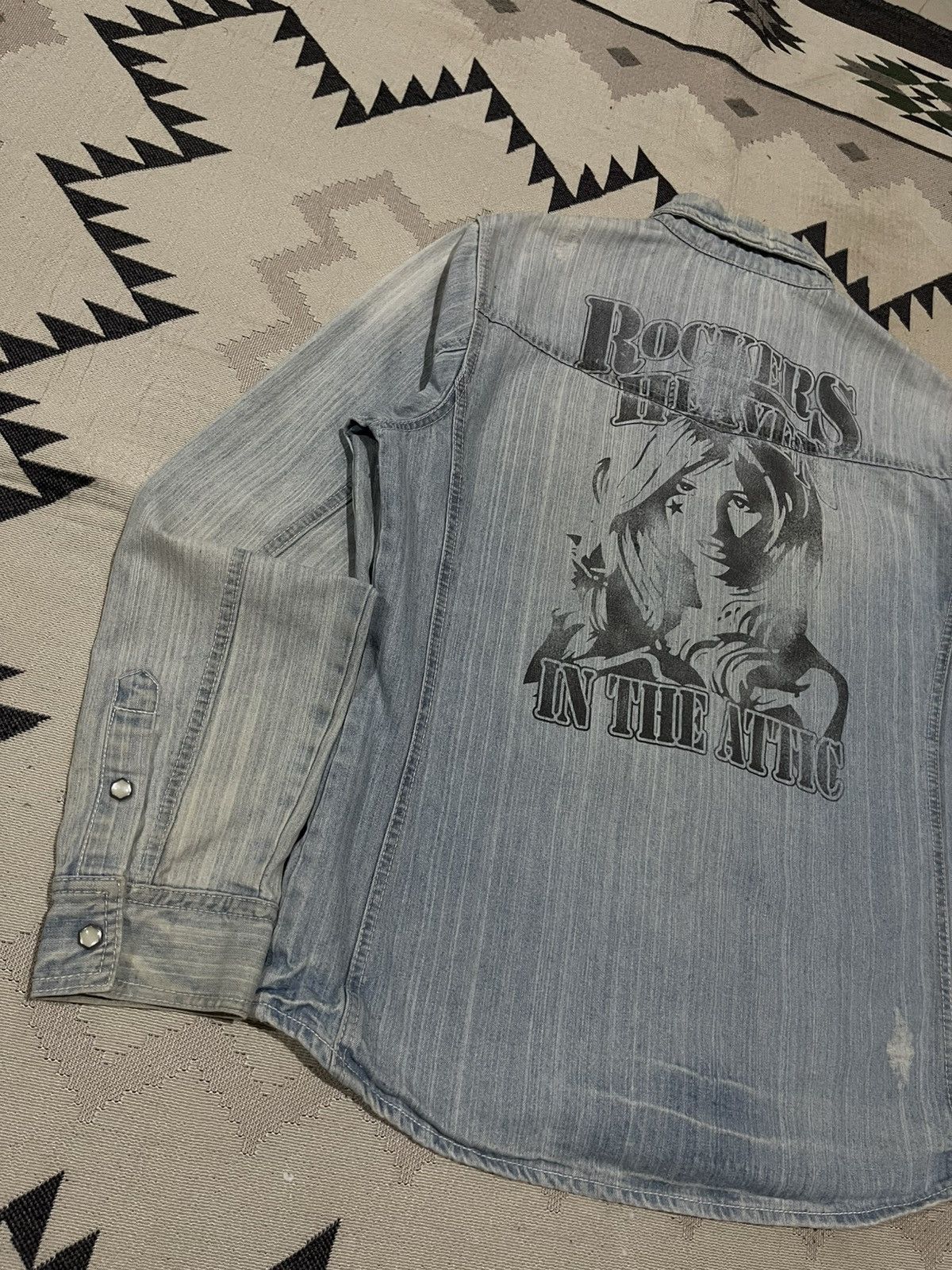 In The Attic 2000s IN THE ATTIC “ROCKERS HEAVEN” DENIM BUTTON UP Size US M / EU 48-50 / 2 - 10 Thumbnail