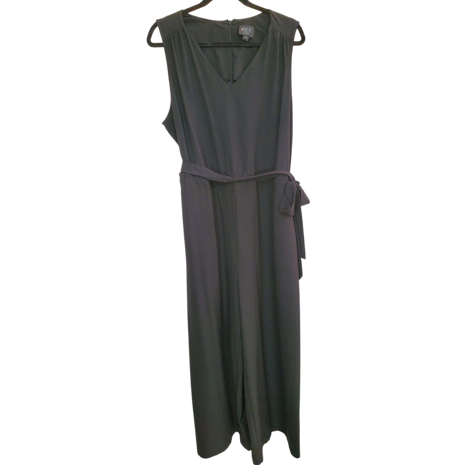 Other ECI New York Black Tie Waist Wide Leg Jumpsuit Size 2X Size 40" / US 18 - 1 Thumbnail