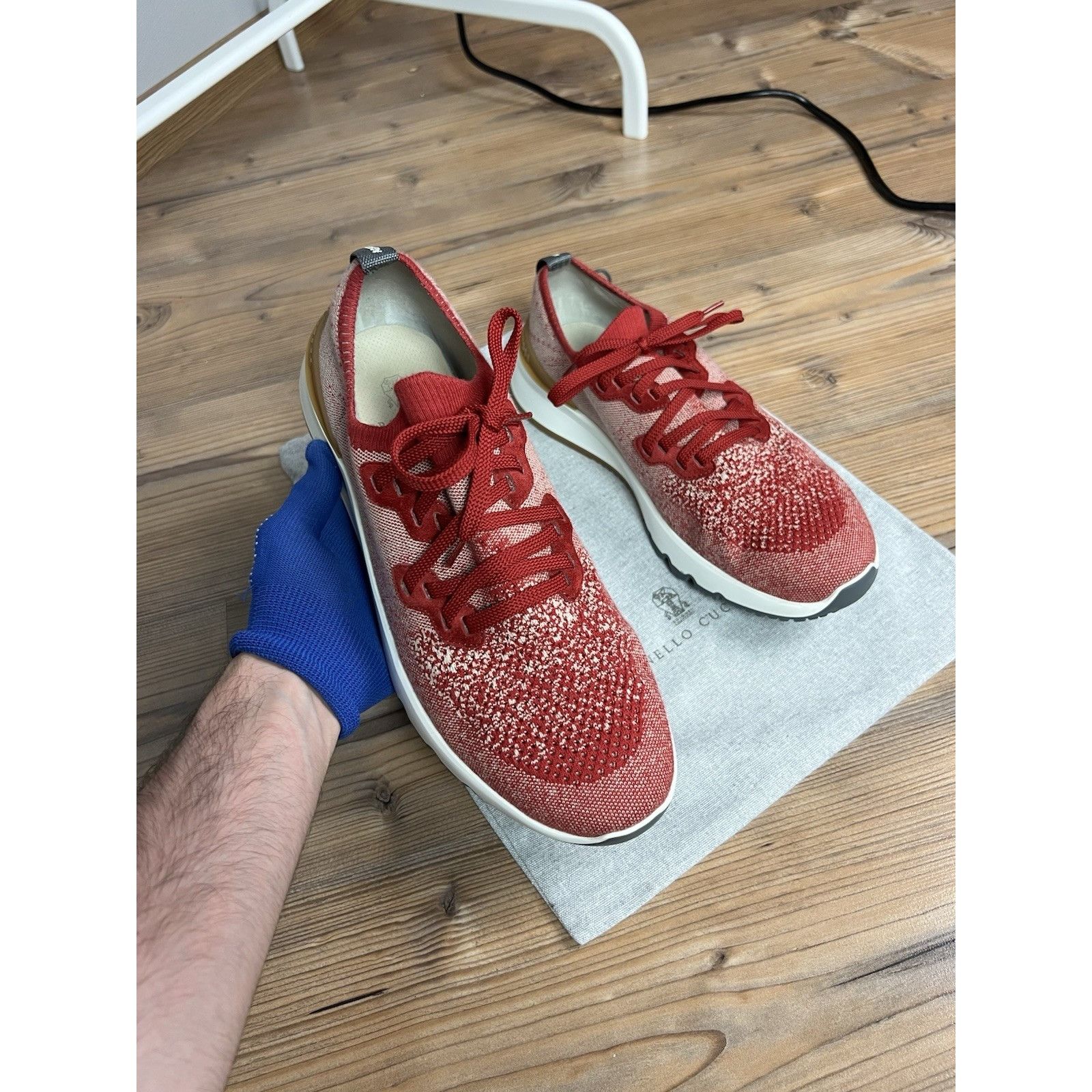 Brunello Cucinelli MINT! Brunello Cucinelli Suede-Trimmed Stretch-Knit Sneakers Size US 10 / EU 43 - 6 Thumbnail