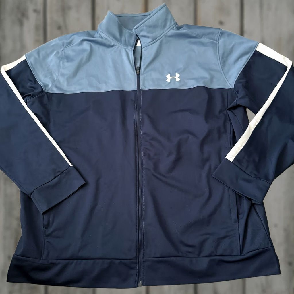 Under Armour Under Armour Mens Track Jacket 2XL Blue Full Zip Performance Sportstyle Pique Size US XXL / EU 58 / 5 - 1 Thumbnail