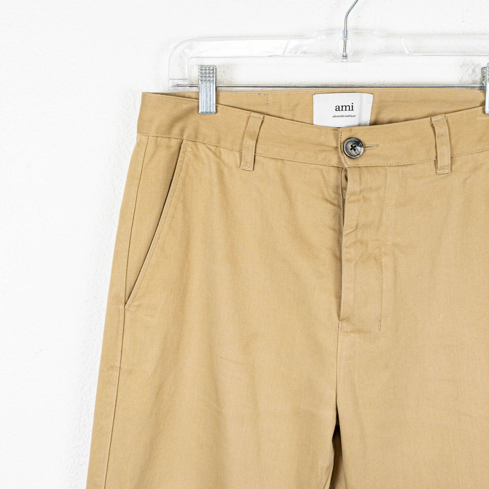 AMI AMI Alexandre Mattiussi Logo Patch Trousers Beige M short Size US 32 / EU 48 - 11 Thumbnail