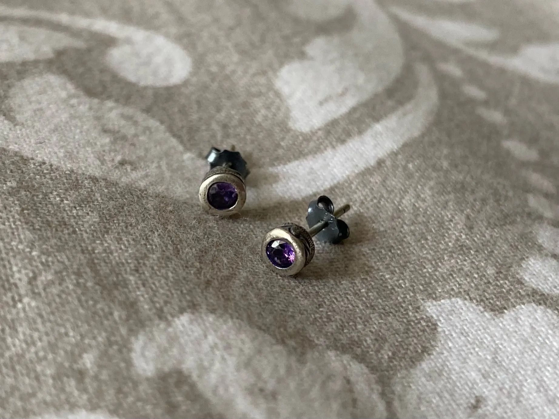Jewelry Purple Zircon Stud Earrings 925 Sterling Ear Studs Charms Size ONE SIZE - 1 Thumbnail