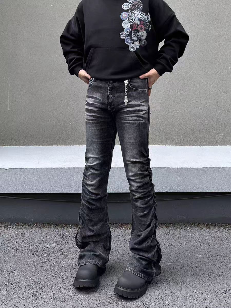 Jean Rinse-Washed Black Distressed Denim Jeans Size US 30 / EU 46 - 2 Thumbnail