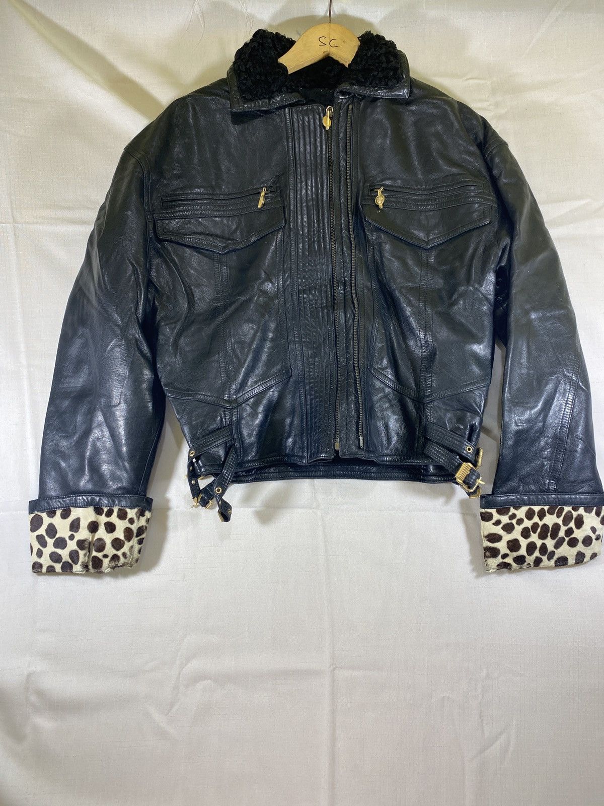 Versace Jeans Couture biker leather leopard motif Size US M / EU 48-50 / 2 - 1 Thumbnail