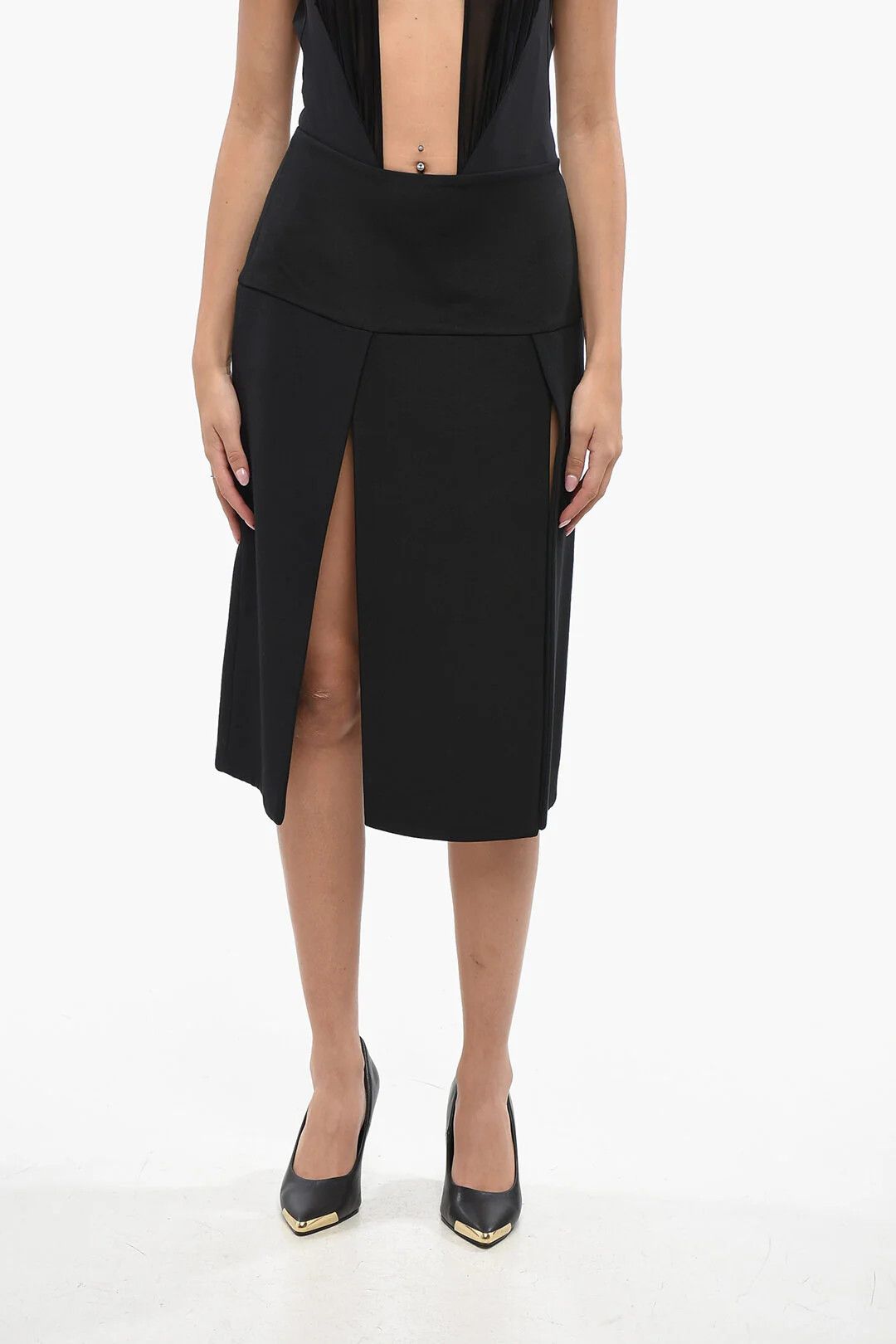 KHAITE og1mm0426 Flared Skirt in Black Size 30" / US 8 / IT 44 - 1 Thumbnail