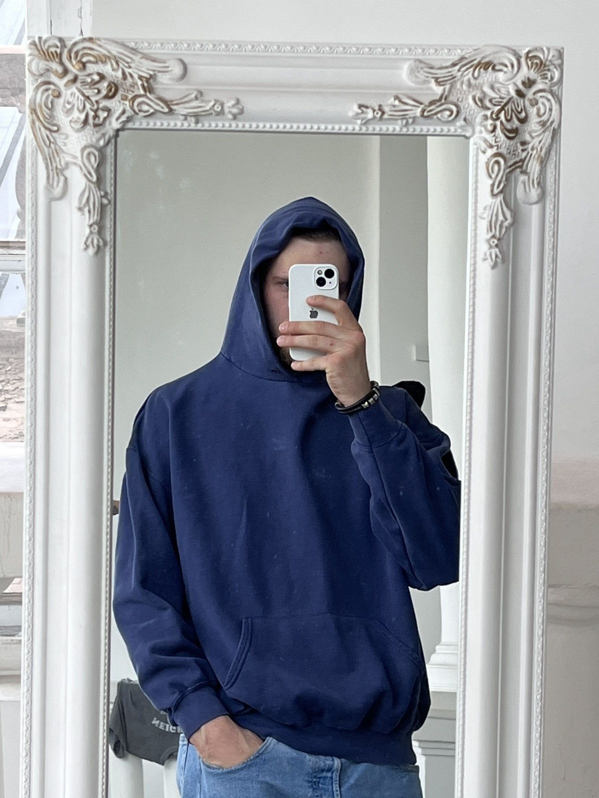 Fruit Of The Loom × Vintage Vintage Fruit of the Loom Faded Blue Hoodie oversized fit Size US XXL / EU 58 / 5 - 2 Thumbnail