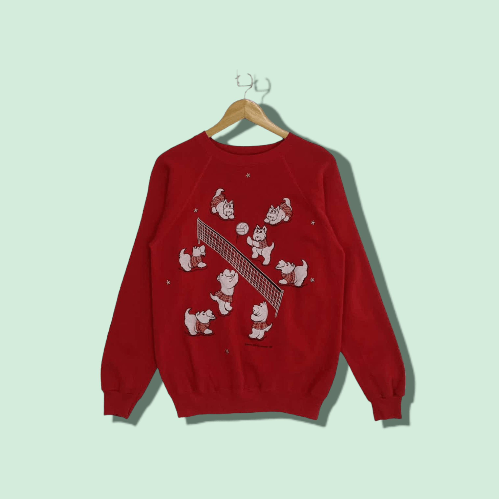 Hanes Vintage 80's HANES 1987 Dog Play Volleyball Sweatshirt Size US M / EU 48-50 / 2 - 1 Thumbnail