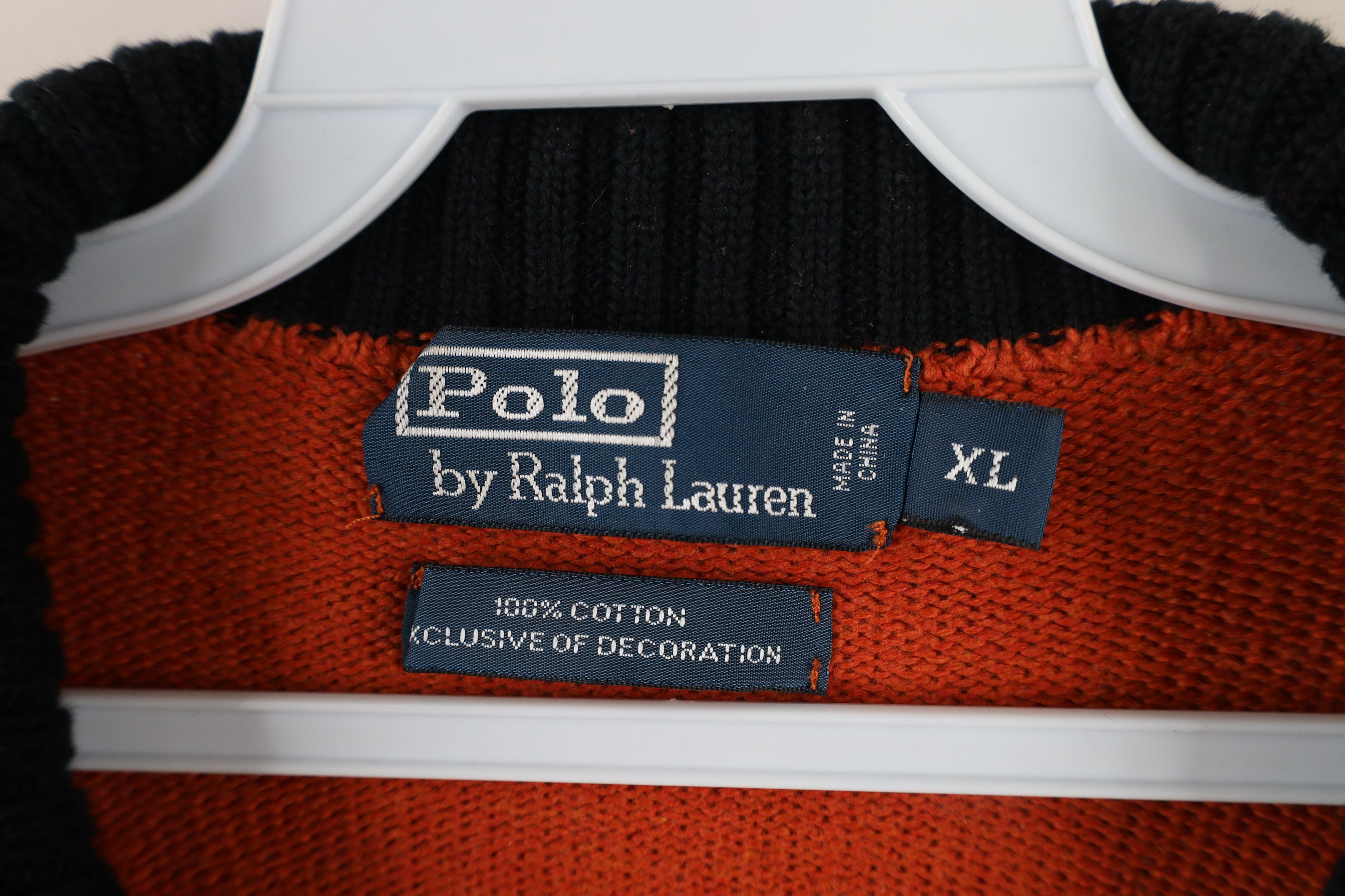 Ralph Lauren × Vintage Vintage 90s Ralph Lauren Ribbed Knit Half Zip Sweater Orange Size US XL / EU 56 / 4 - 7 Thumbnail
