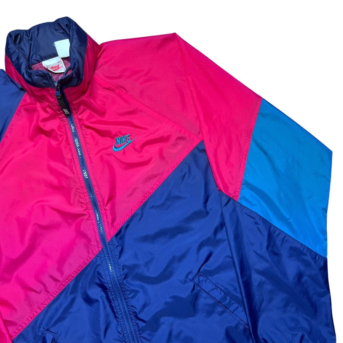 Nike Vtg 1990s Nike Swoosh Color Block Zip Up Windbreaker Jacket Size US L / EU 52-54 / 3 - 15 Thumbnail