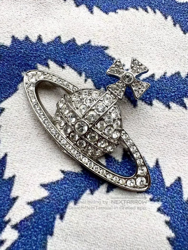 Vivienne Westwood Vivienne Westwood Diamanté Saturn Brooch Size ONE SIZE - 1 Thumbnail