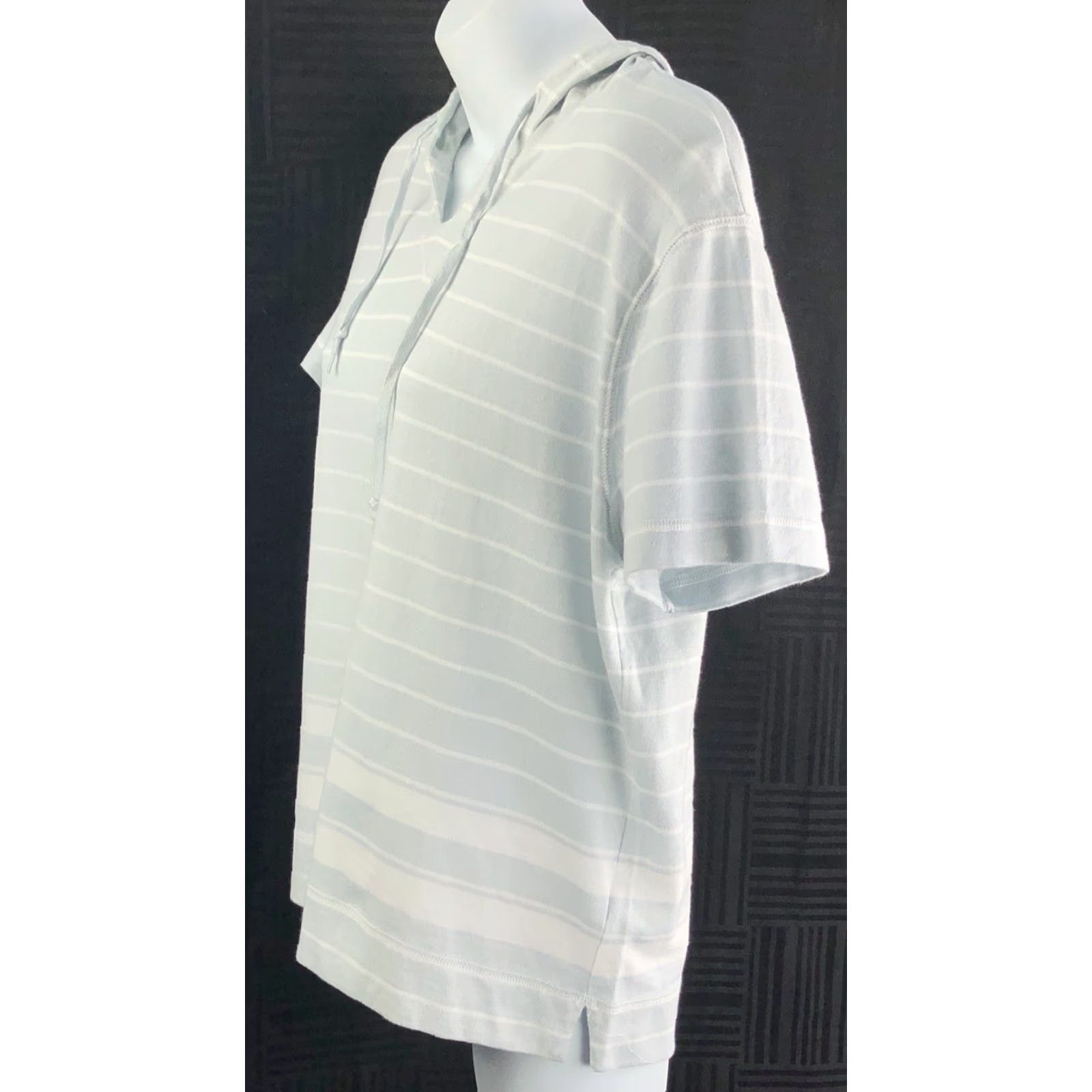 Jones New York Jones NY Hoodie T-Shirt Gray/White Stripe Short Sleeve Hi-Lo Hem Womens Petite XS-XL? Size L / US 10 / IT 46 - 2 Thumbnail
