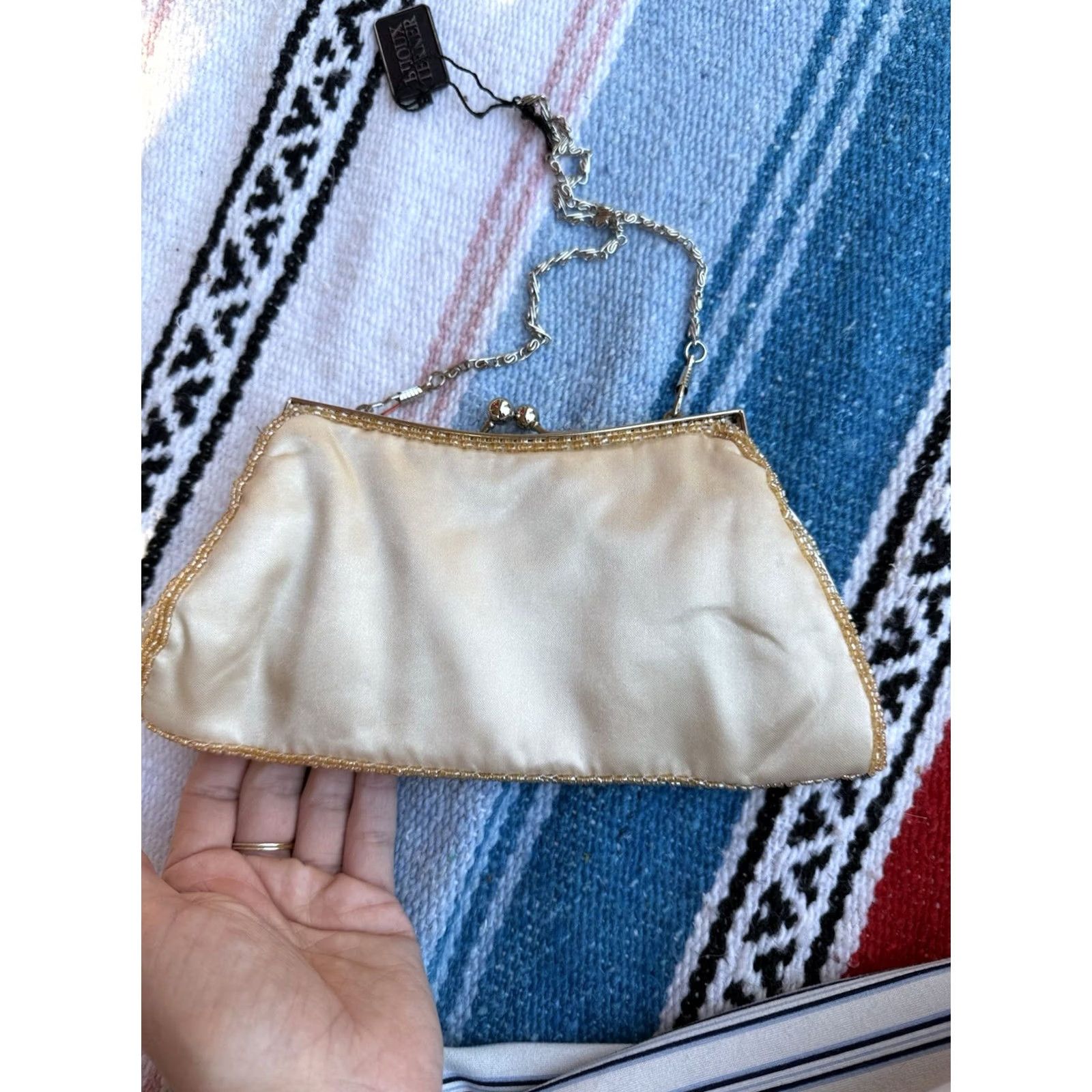 Vintage Bijoux Terner Gold Satin Beaded Sequined Evening Purse Clutch Handbag Bags Size ONE SIZE - 5 Thumbnail