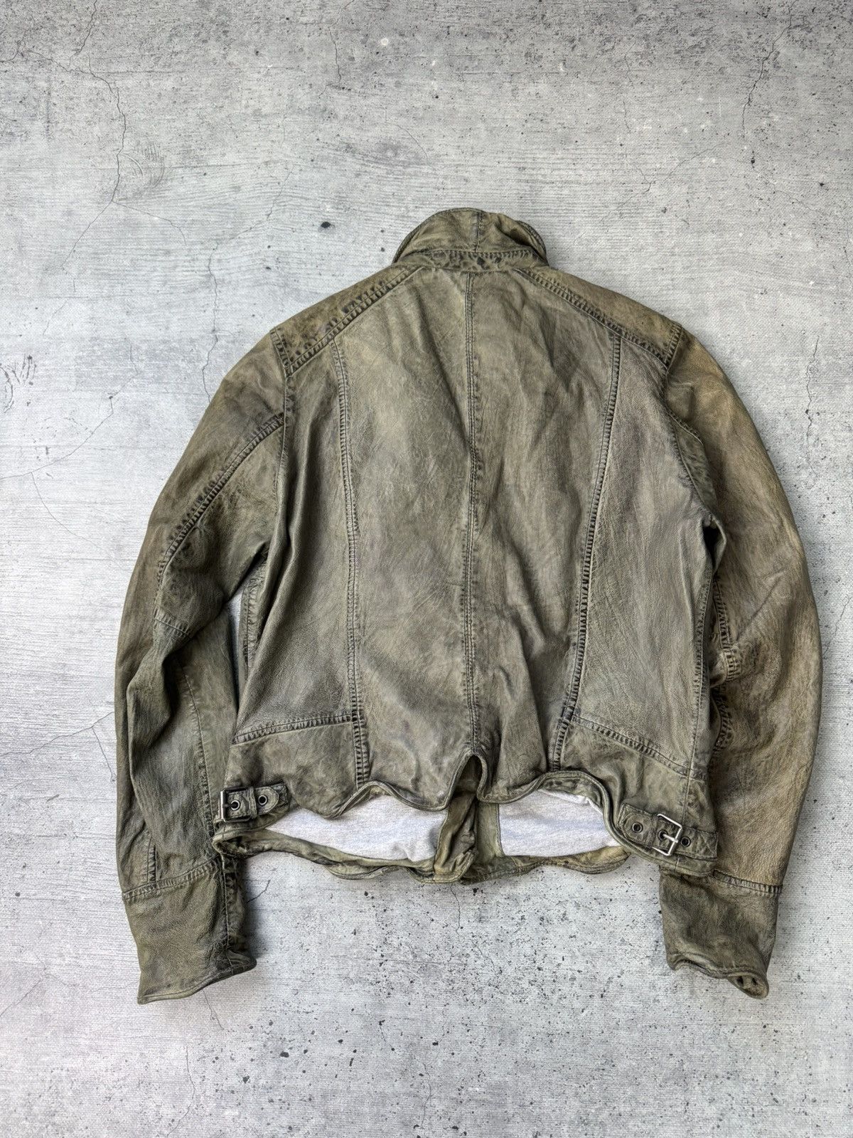 Genuine Leather Y2K Asymmetrical zip Leather jacket Rick Owens VTG STYLE Size XL / US 12-14 / IT 48-50 - 9 Thumbnail