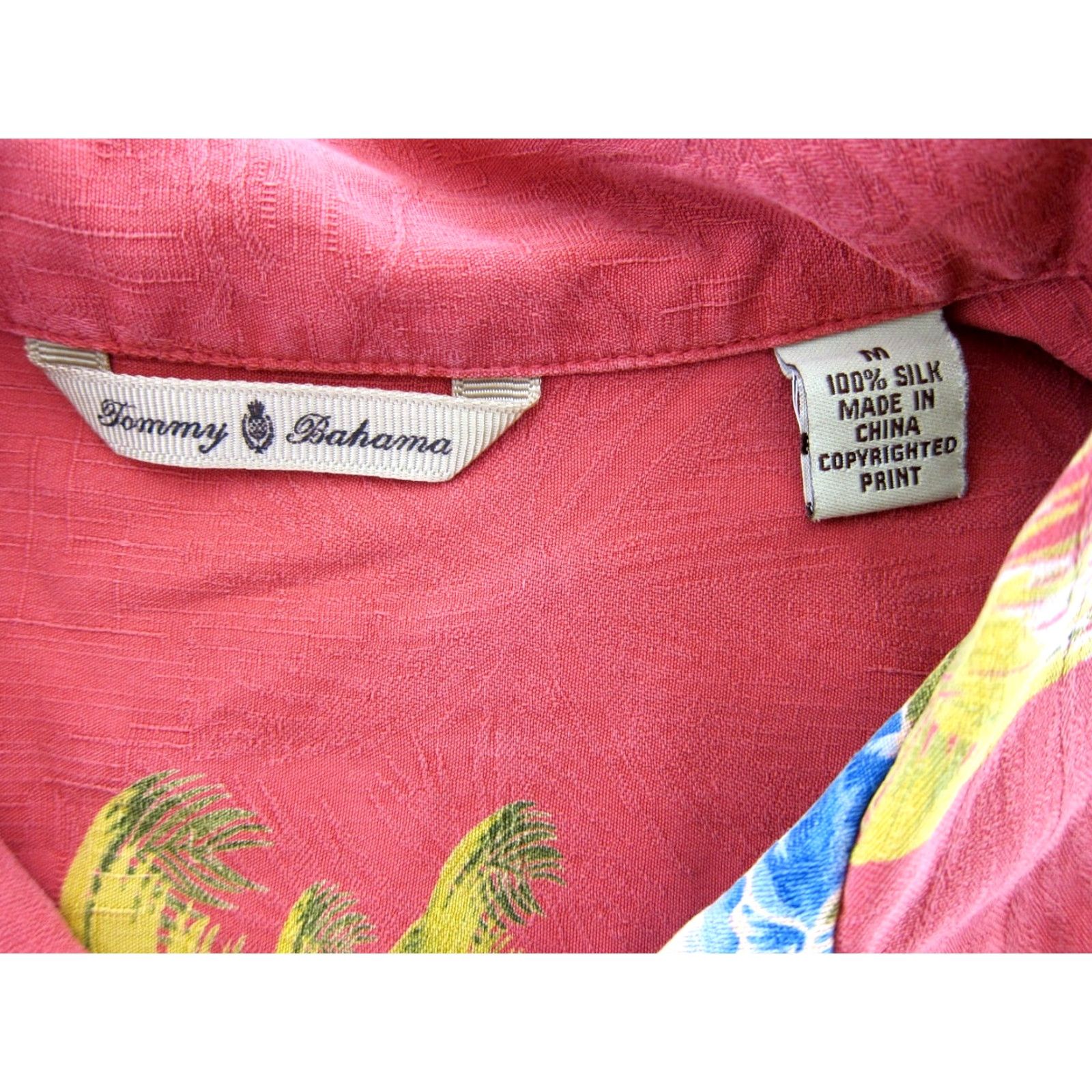 Tommy Bahama Tommy Bahama 100% Silk Pink Blue Yellow Short Sleeve Hawaiian Shirt Men Medium Size US M / EU 48-50 / 2 - 3 Thumbnail