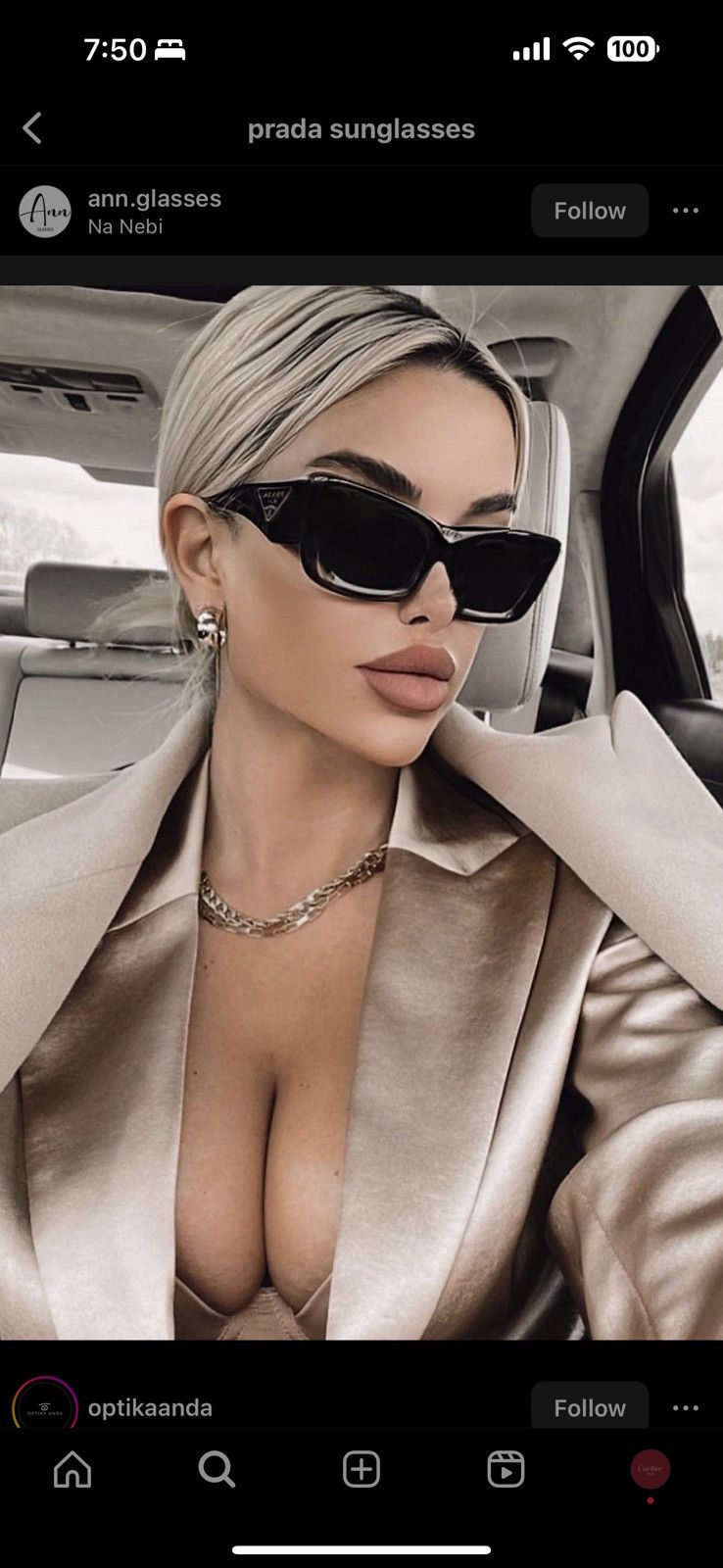 Prada × Vintage NEW Prada Sunglasses Rectangular Pete Davidson Kardashian Size ONE SIZE - 1 Thumbnail
