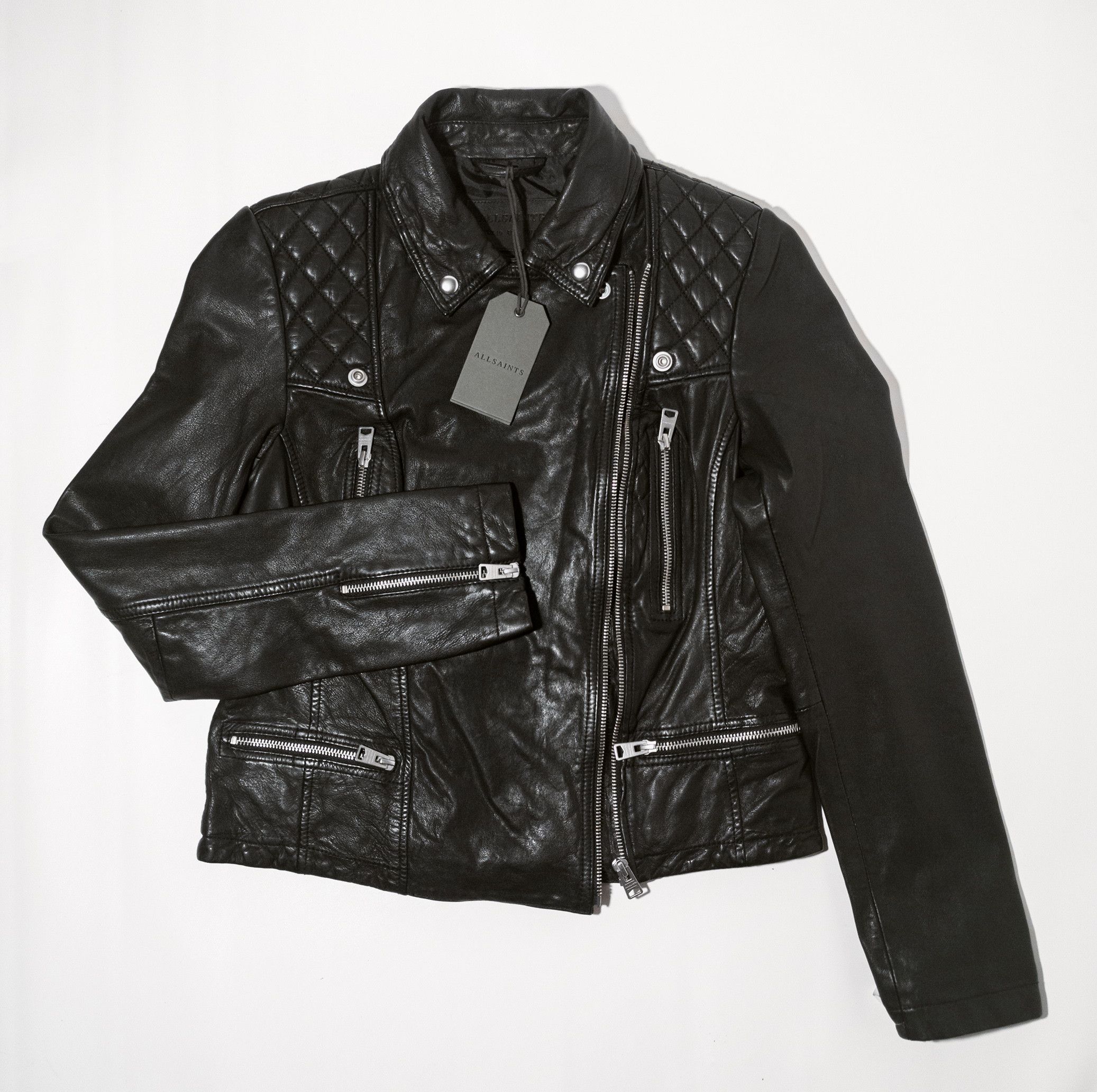 Allsaints MSRP 390€ Biker Leather Jacket M, black, used-look, short Size M / US 6-8 / IT 42-44 - 7 Thumbnail