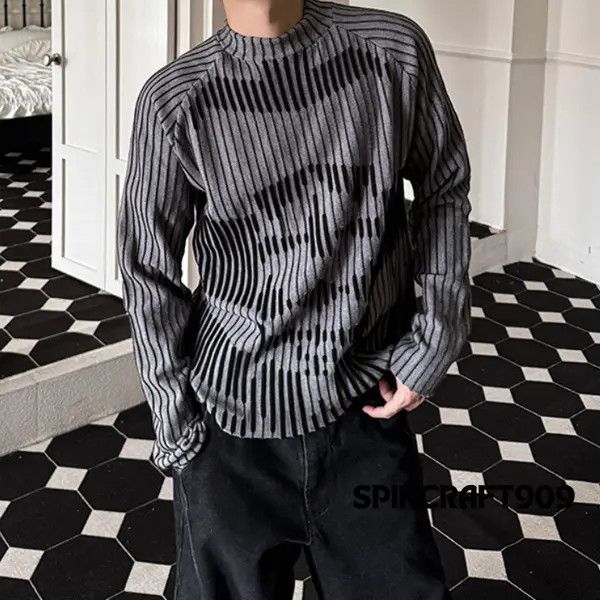 VIBE Graphic y2k Style Striped Knit Sweater Size US L / EU 52-54 / 3 - 6 Thumbnail