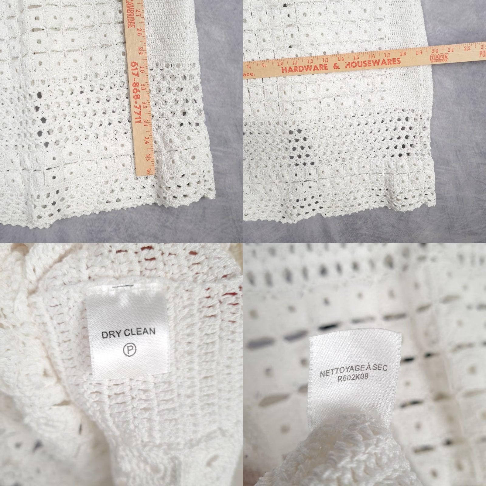 Robert Rodriguez Robert Rodriguez Dress Womens XS White Crochet Open Granny Squares Ribbon Belt Mod Duster Size XS / US 0-2 / IT 36-38 - 11 Thumbnail