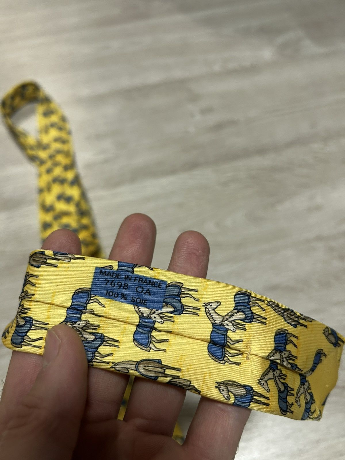 Hermes Hermes Tie Silk Horses yellow France Size ONE SIZE - 6 Thumbnail