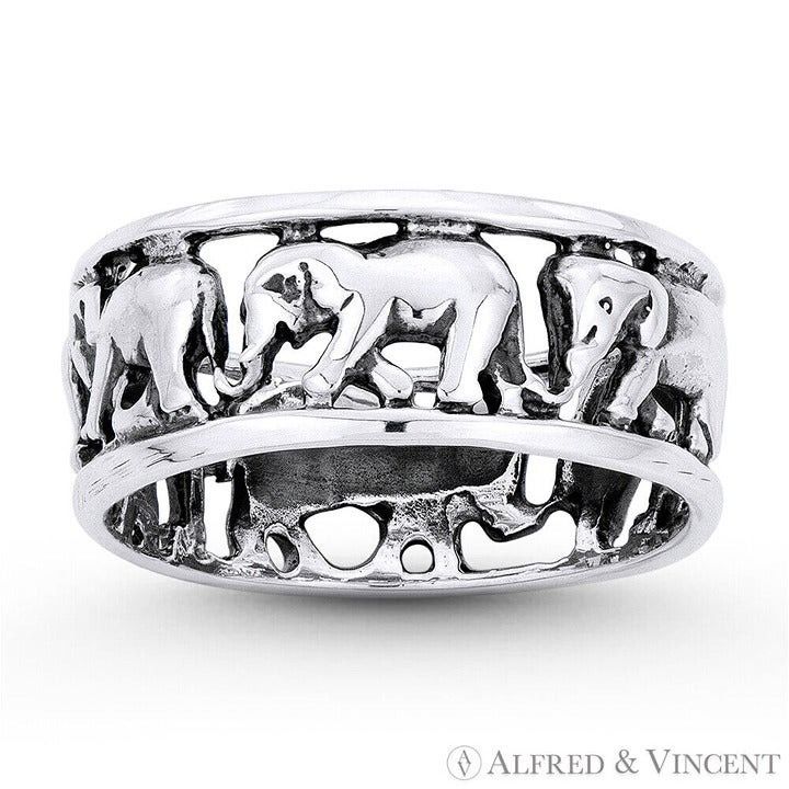 Other Elephant Herd Charm Eternity Band in .925 Sterling Silver Size ONE SIZE - 1 Preview